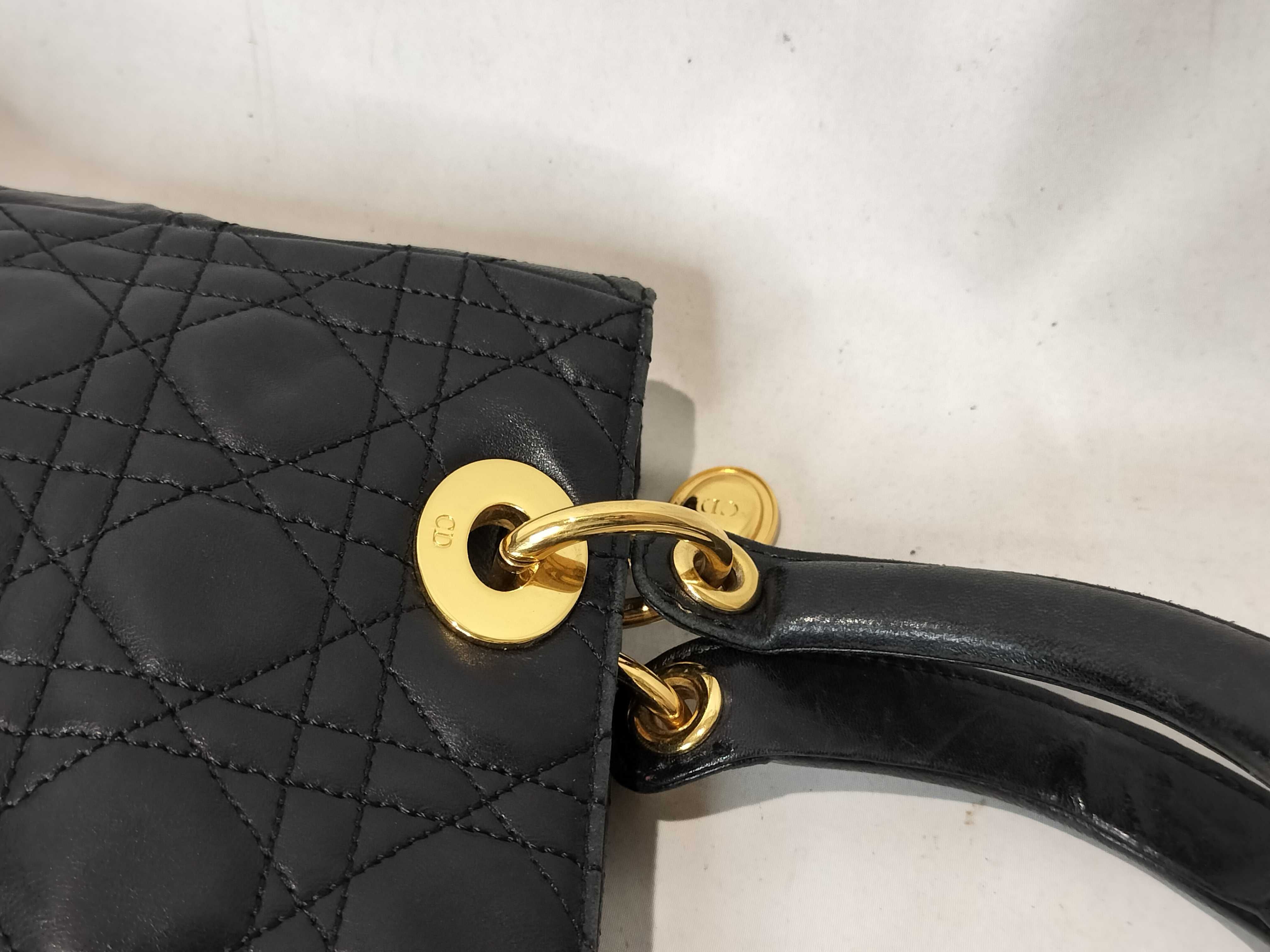 Lady Dior Christian Lady Cannage Medium Leather 2-Way Handbag Black Handbag — view 6