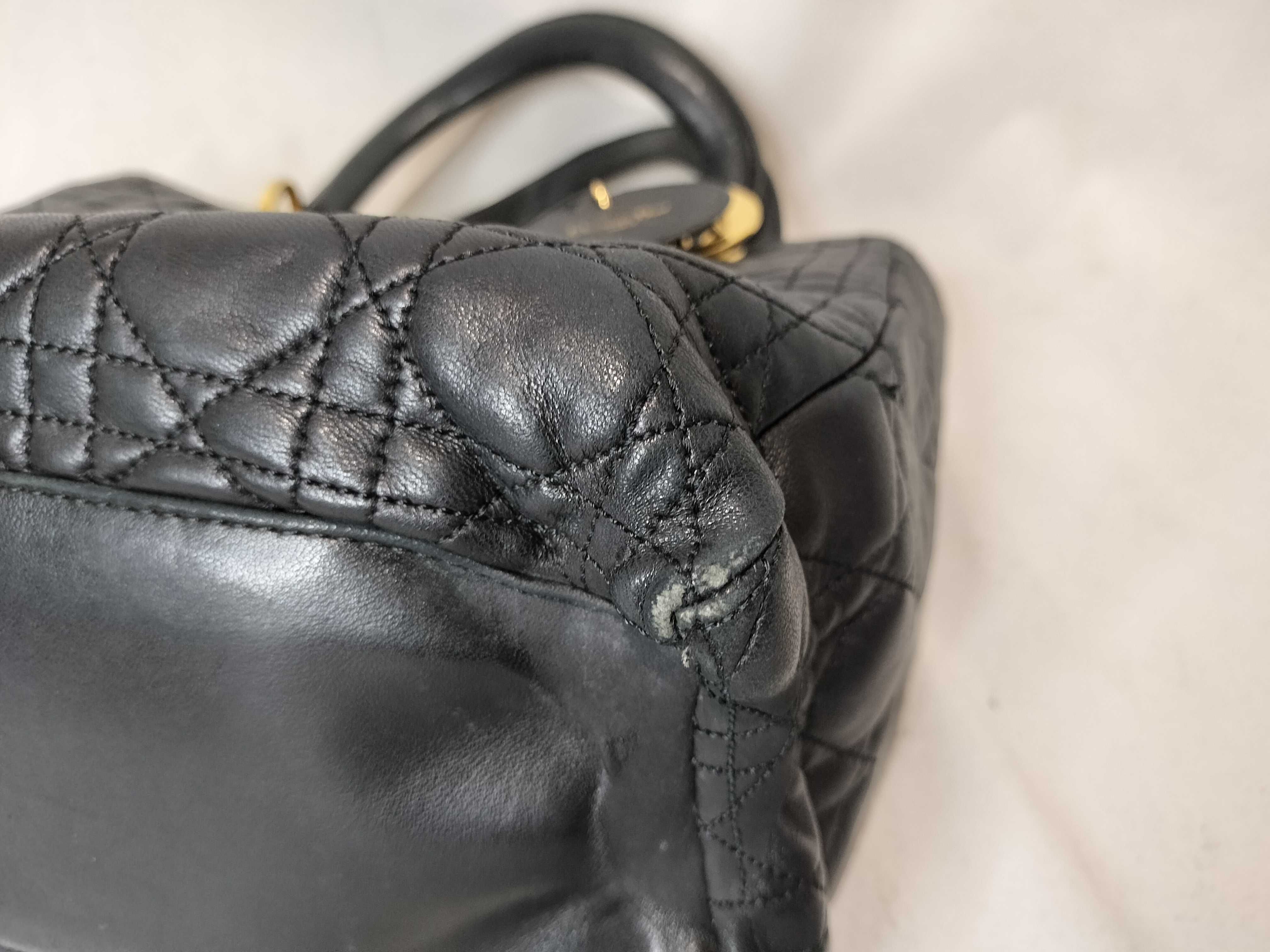 Lady Dior Christian Lady Cannage Medium Leather 2-Way Handbag Black Handbag — view 7