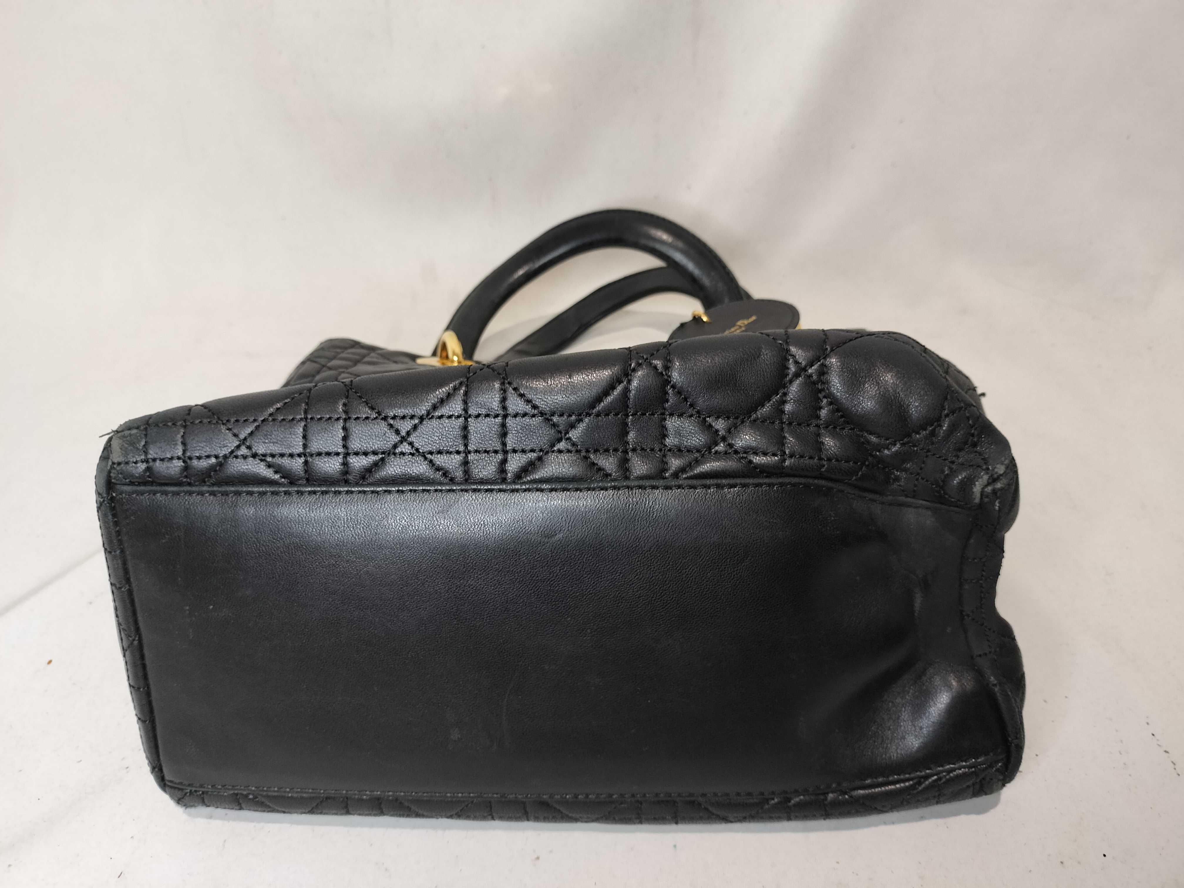 Lady Dior Christian Lady Cannage Medium Leather 2-Way Handbag Black Handbag — view 8
