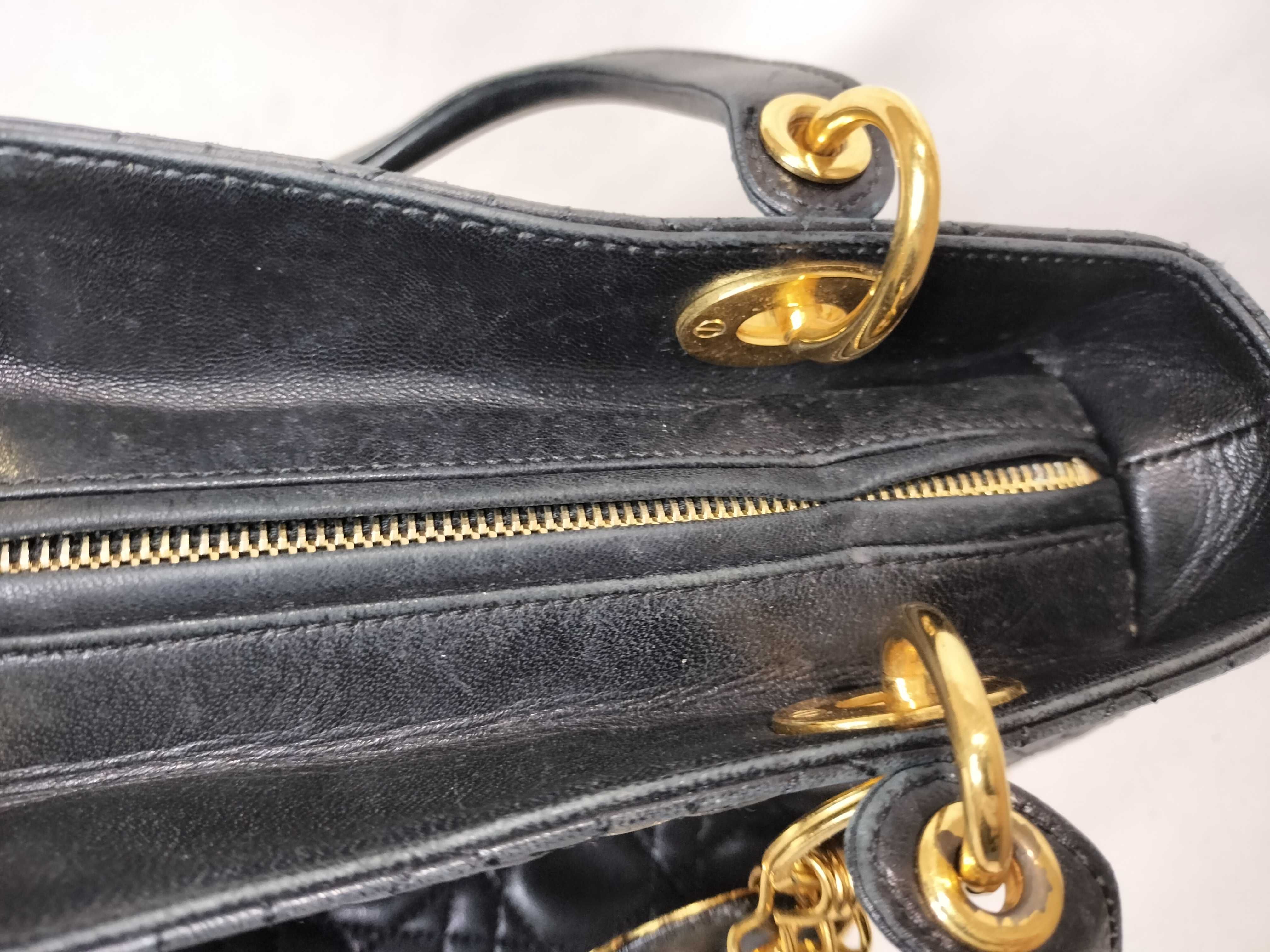 Lady Dior Christian Lady Cannage Medium Leather 2-Way Handbag Black Handbag — view 9