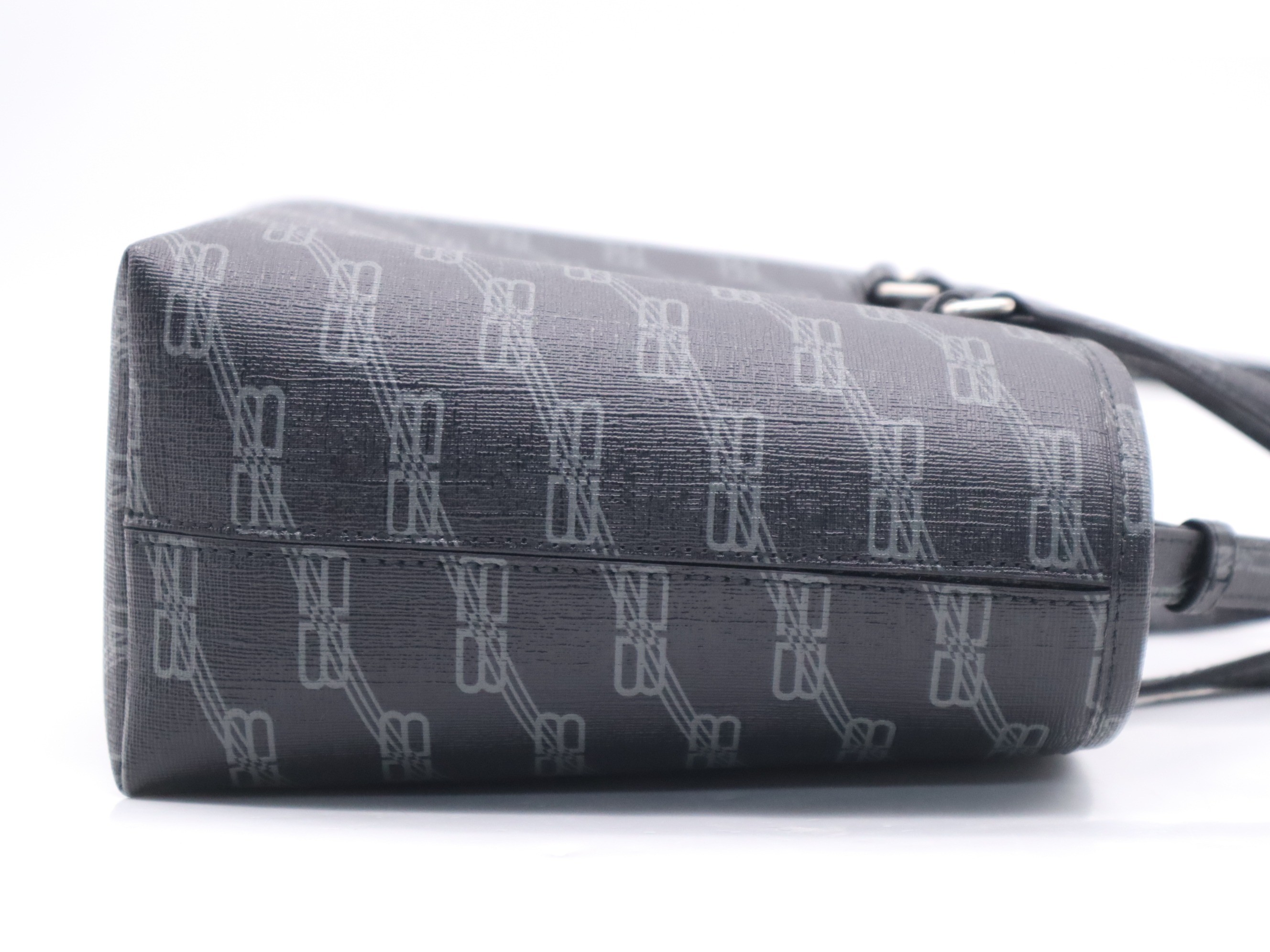 BB Monogram Signature Small Shopper Bag, Black, Silver Hardware — view 5