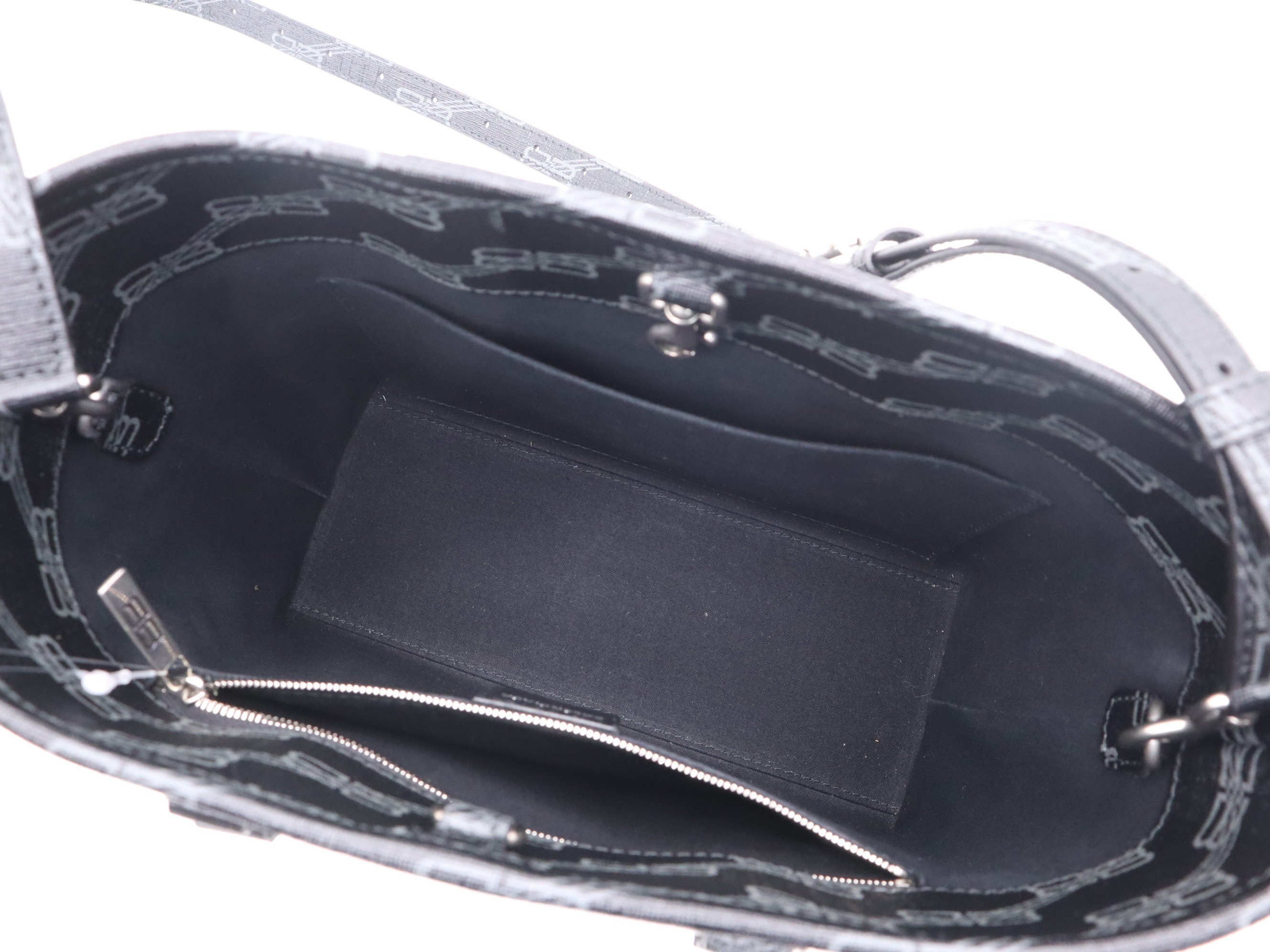 BB Monogram Signature Small Shopper Bag, Black, Silver Hardware — view 7