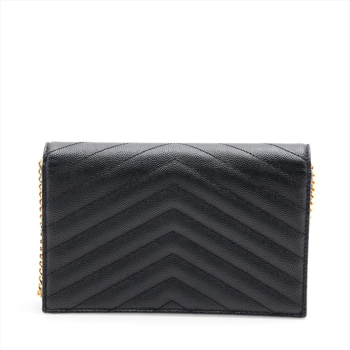 Cassandra Leather Chain Wallet, Black, 742920 — view 2
