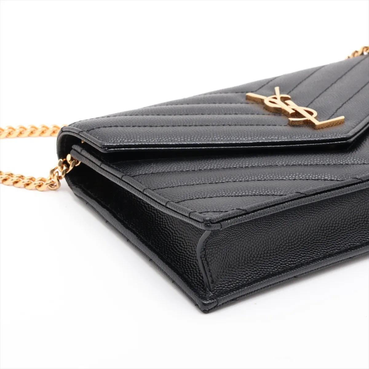 Cassandra Leather Chain Wallet, Black, 742920 — view 4