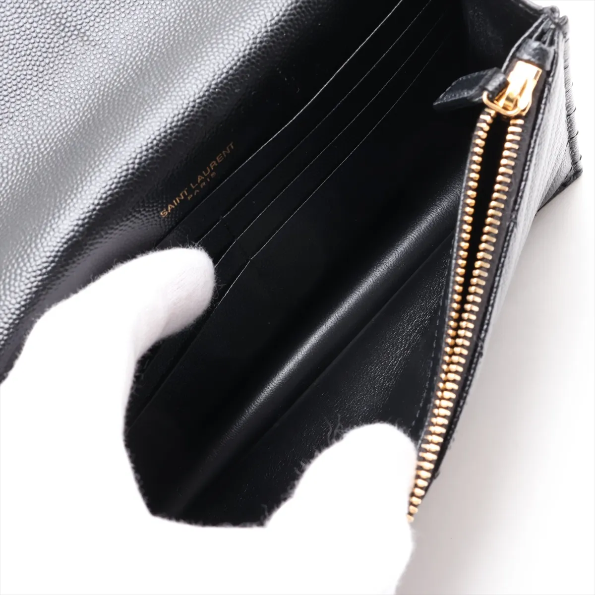 Cassandra Leather Chain Wallet, Black, 742920 — view 7