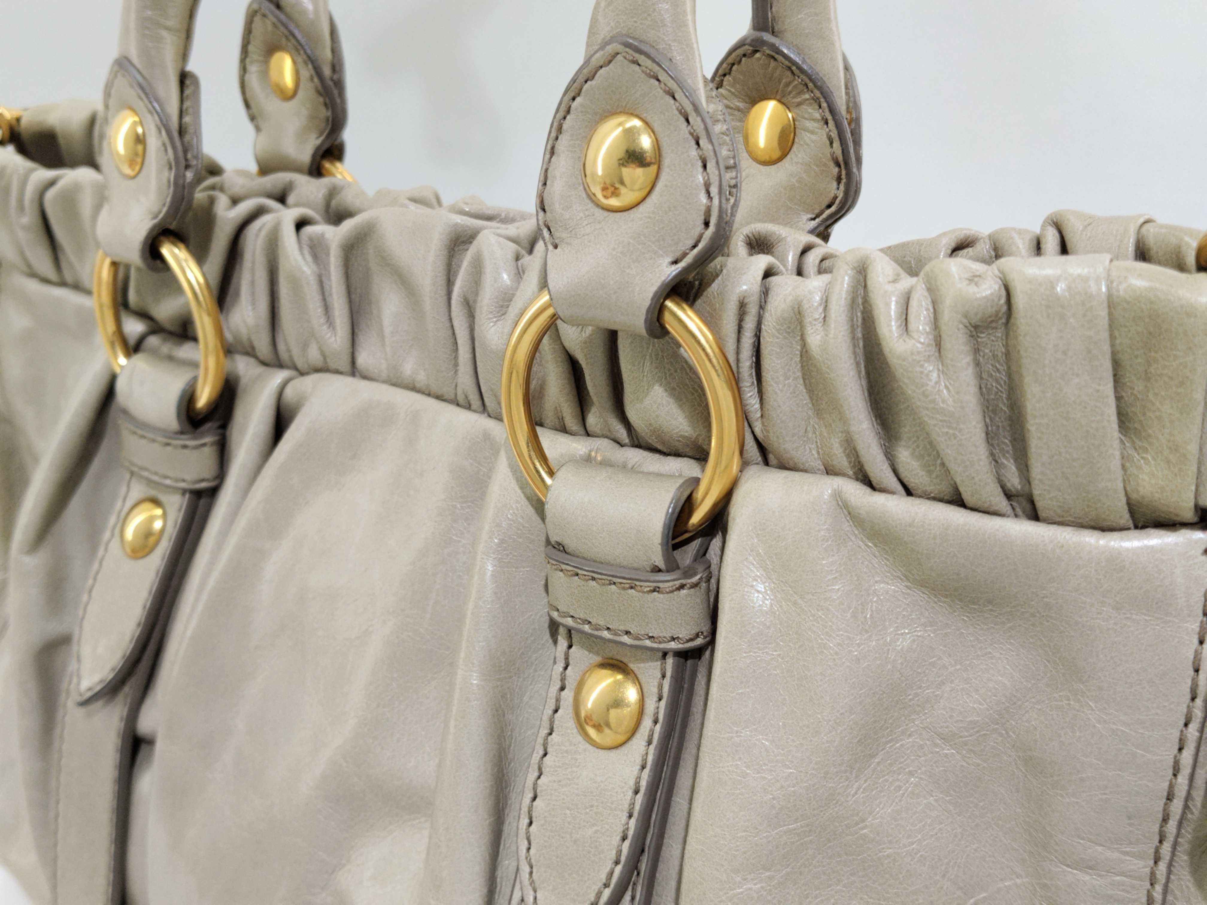 Leather 2-Way Handbag, Beige, RT0383 (Handbag) — view 3