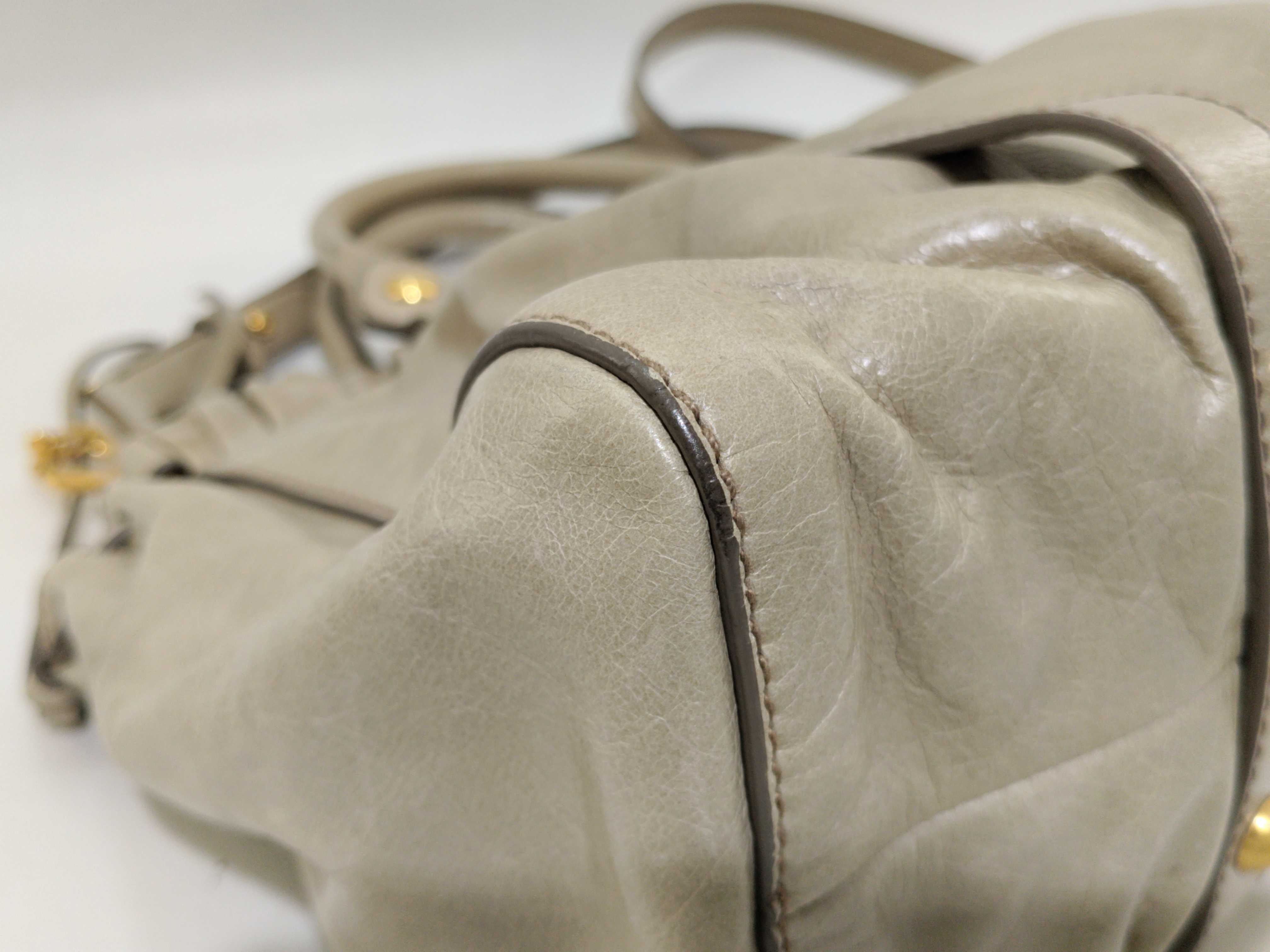 Leather 2-Way Handbag, Beige, RT0383 (Handbag) — view 7
