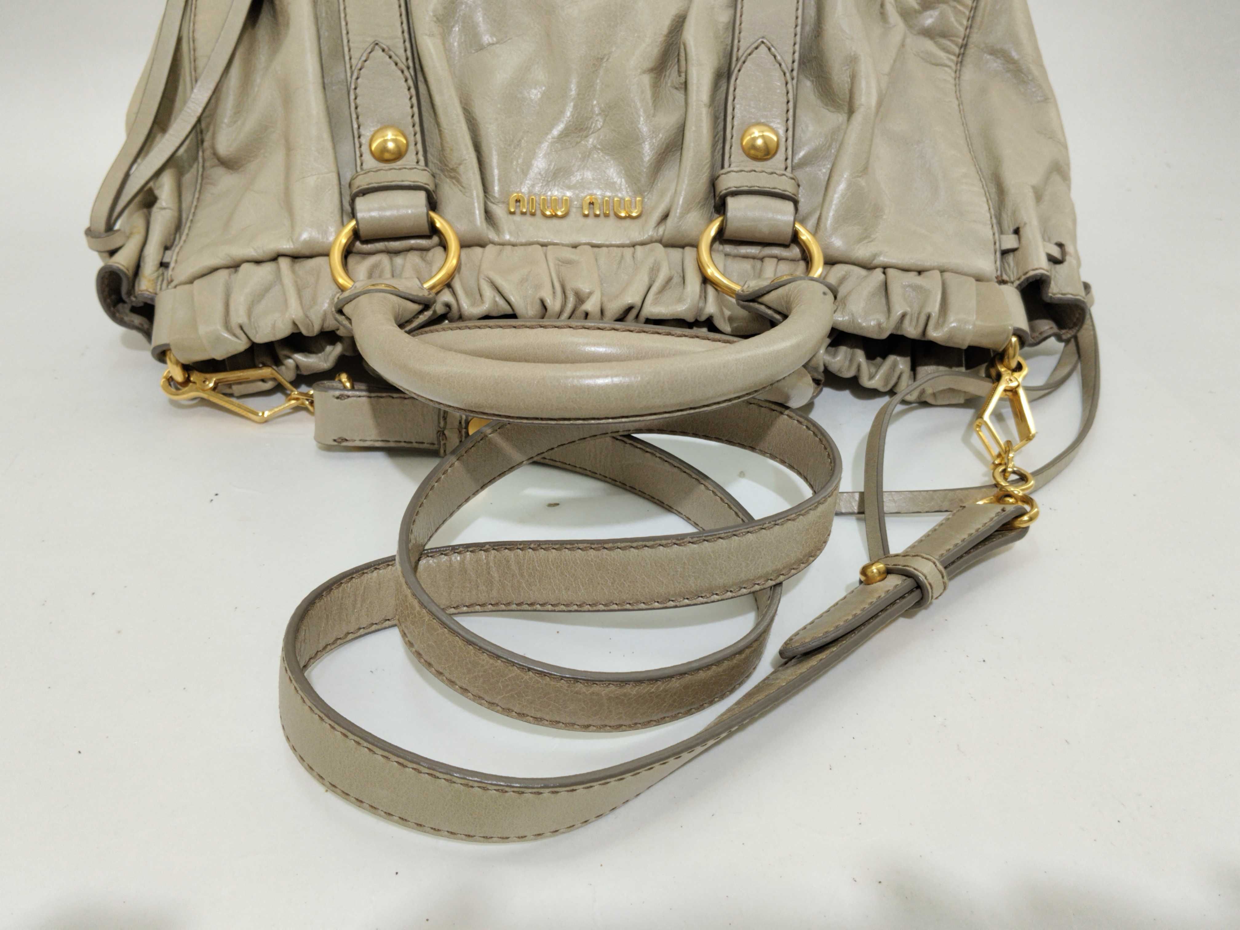 Leather 2-Way Handbag, Beige, RT0383 (Handbag) — view 8
