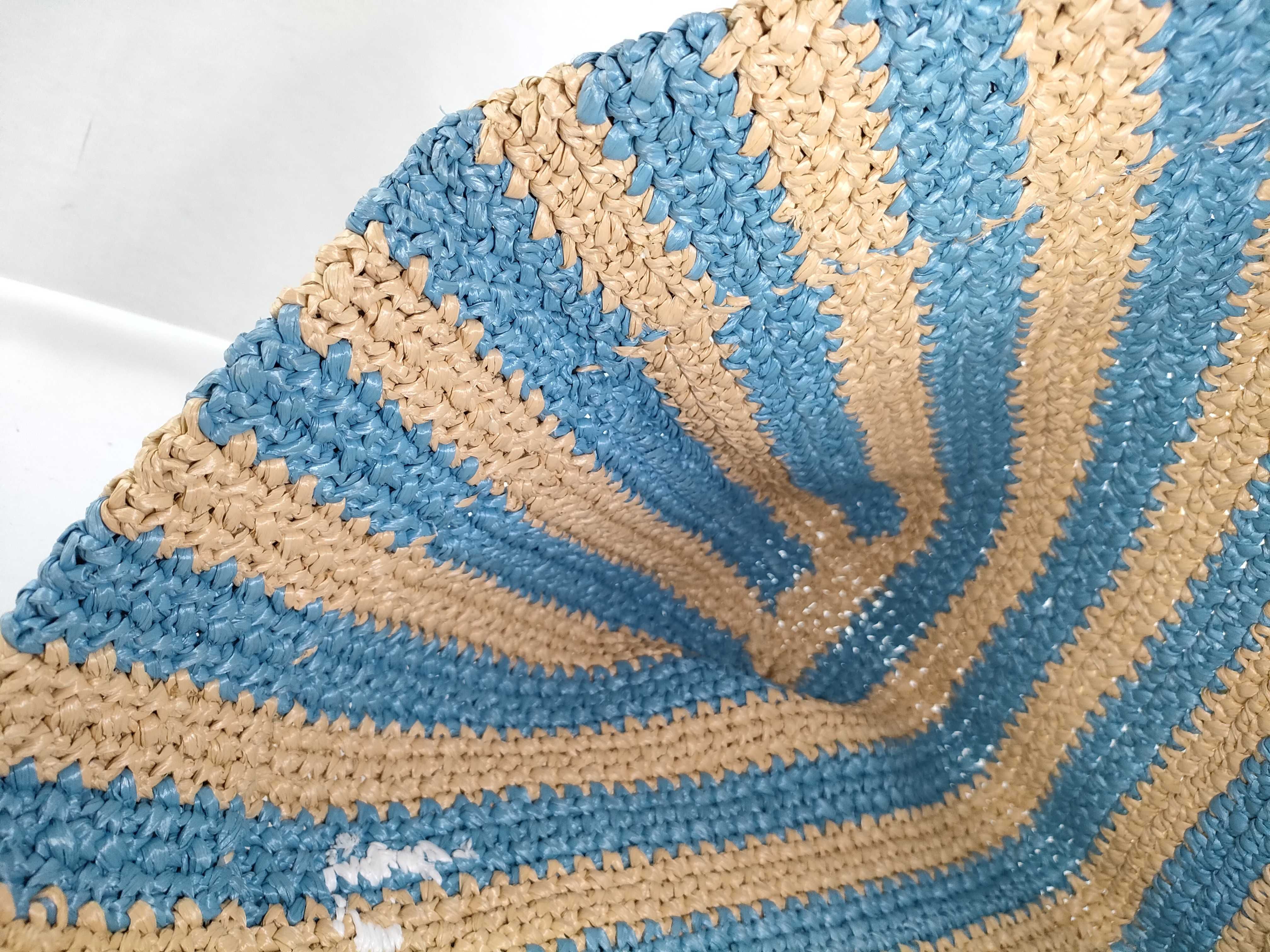 DU- Raffia Basket Bag Beige x Blue 1BG392 Tote Bag — view 11