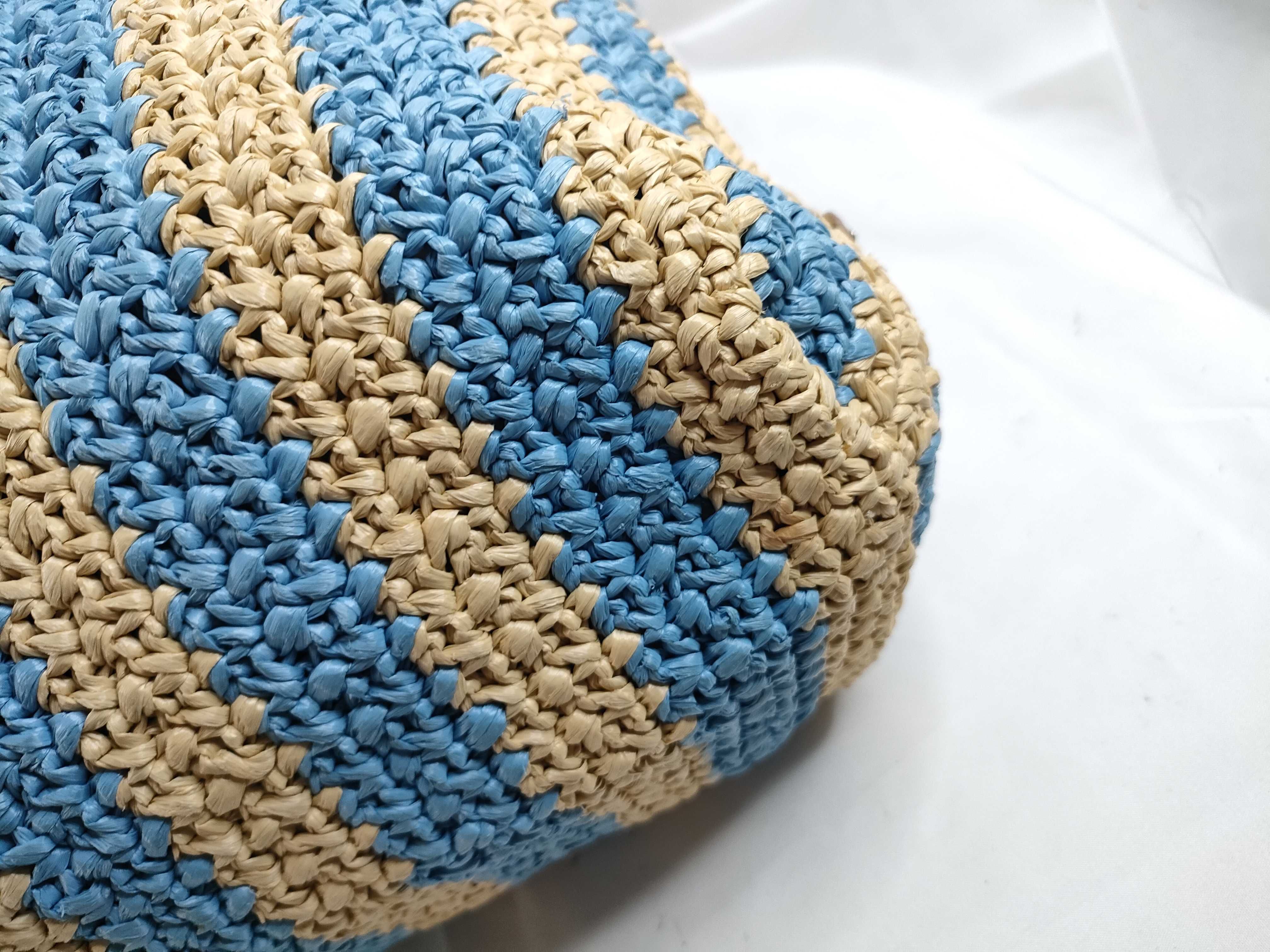 DU- Raffia Basket Bag Beige x Blue 1BG392 Tote Bag — view 5