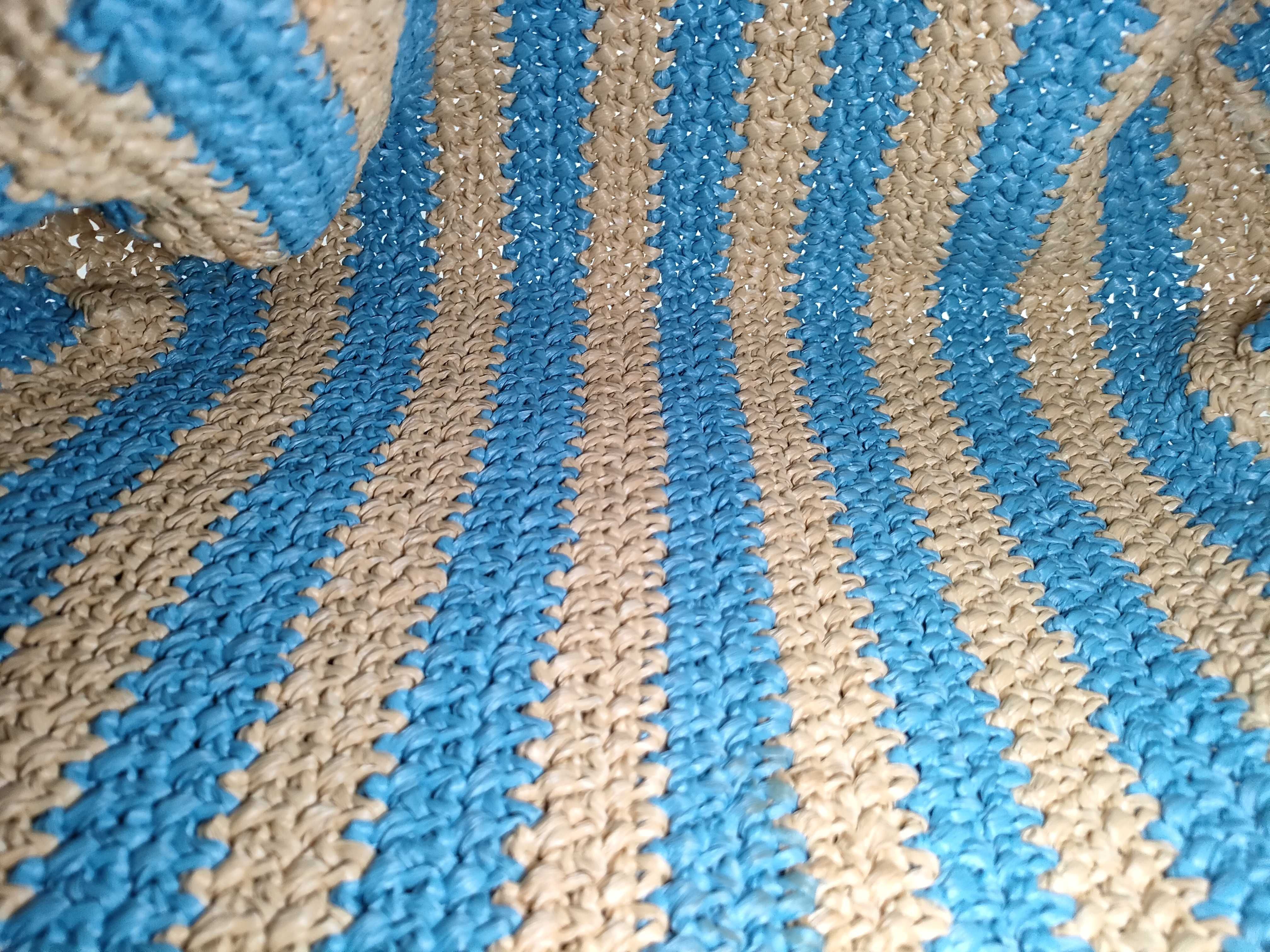 DU- Raffia Basket Bag Beige x Blue 1BG392 Tote Bag — view 9