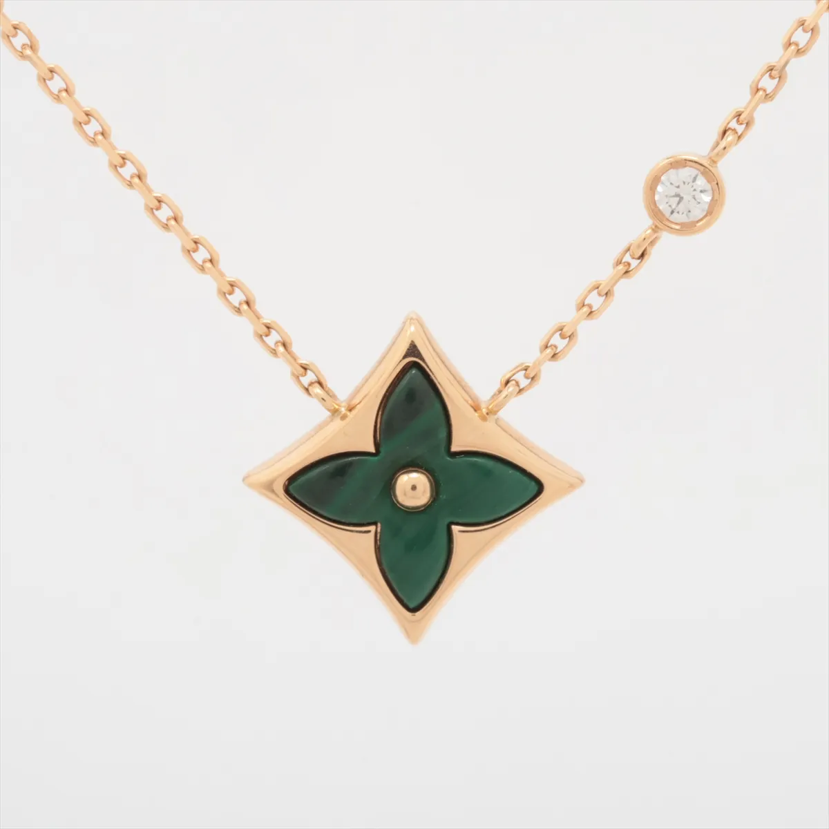 Pendant Star Blossom BB Malachite Diamond Necklace 750 (PG) 3.8g G61234 Stone has