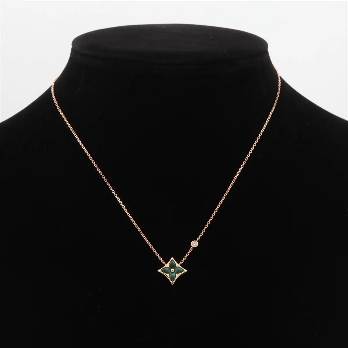 Pendant Star Blossom BB Malachite Diamond Necklace 750 (PG) 3.8g G61234 Stone has — view 5