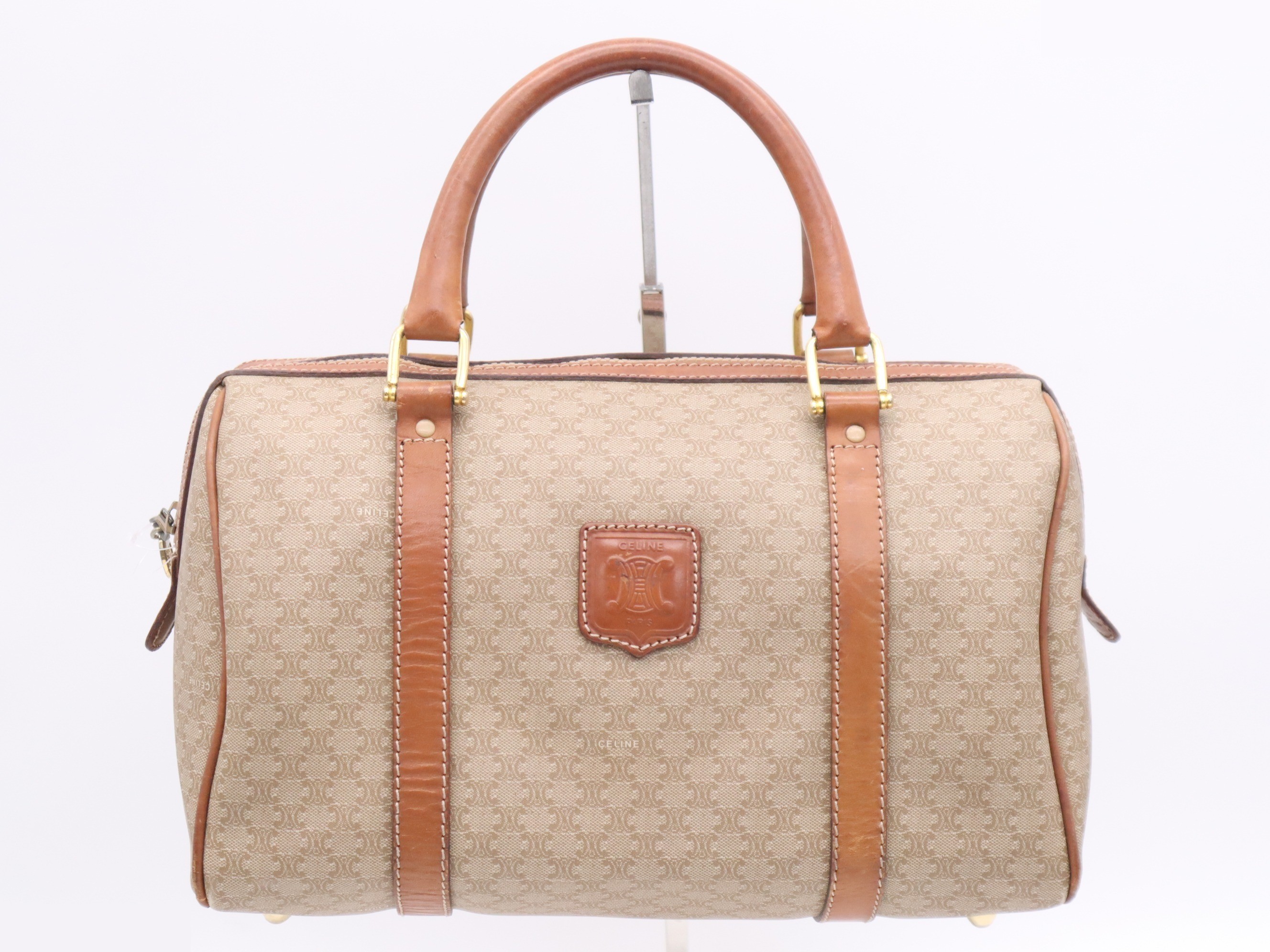 PVC Triomphe handbag, beige/brown, gold hardware.