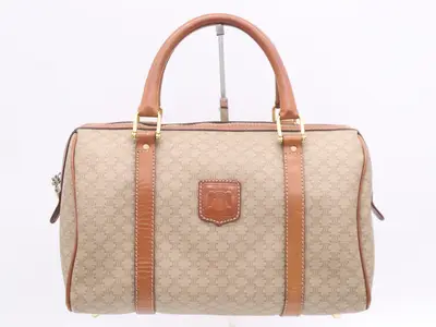 PVC Triomphe handbag, beige/brown, gold hardware.