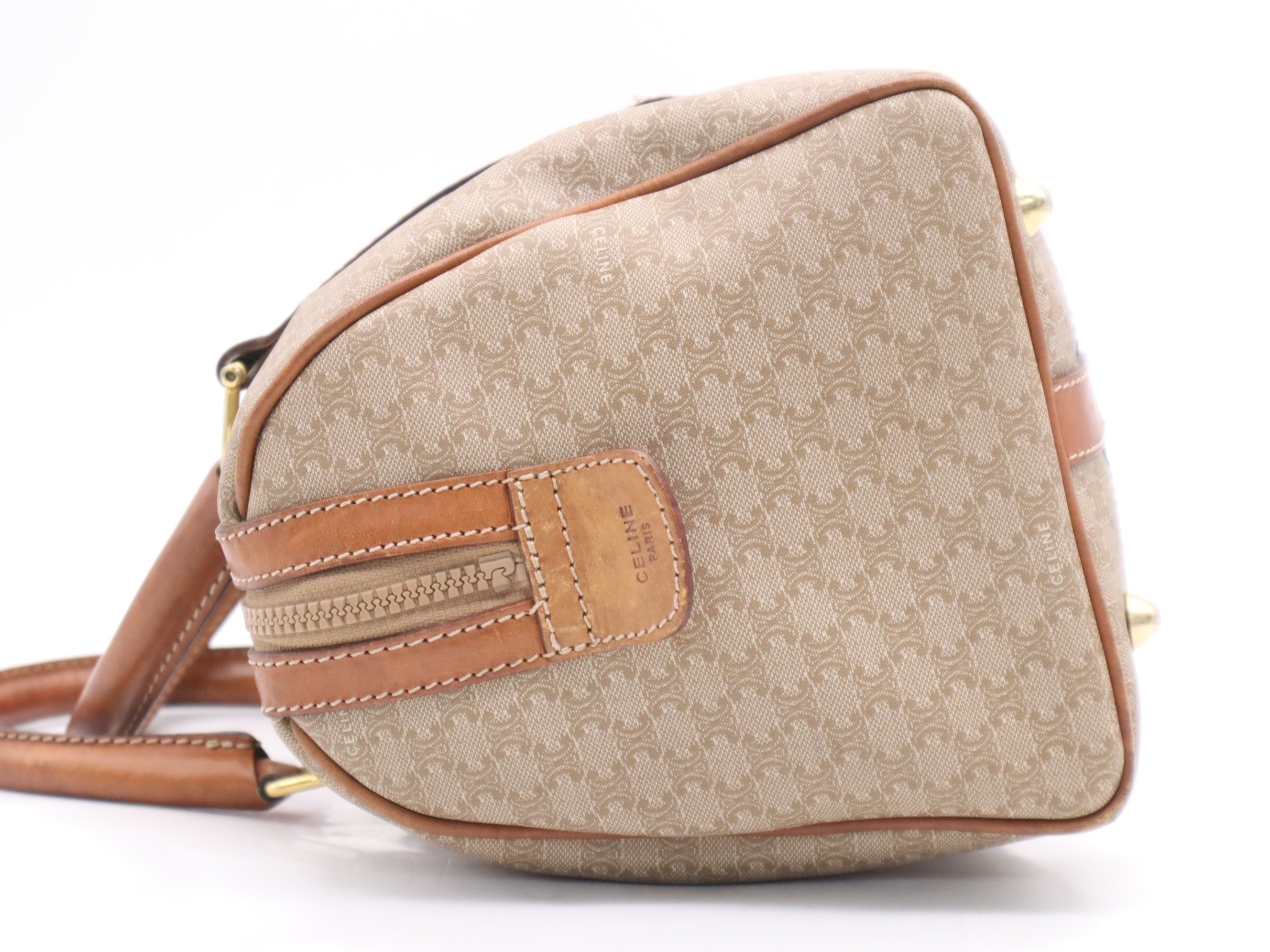 PVC Triomphe handbag, beige/brown, gold hardware. — view 3