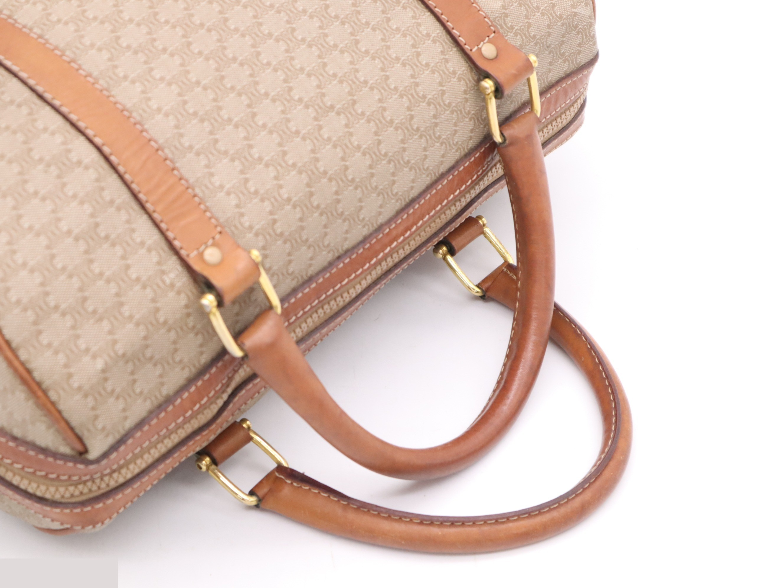 PVC Triomphe handbag, beige/brown, gold hardware. — view 6