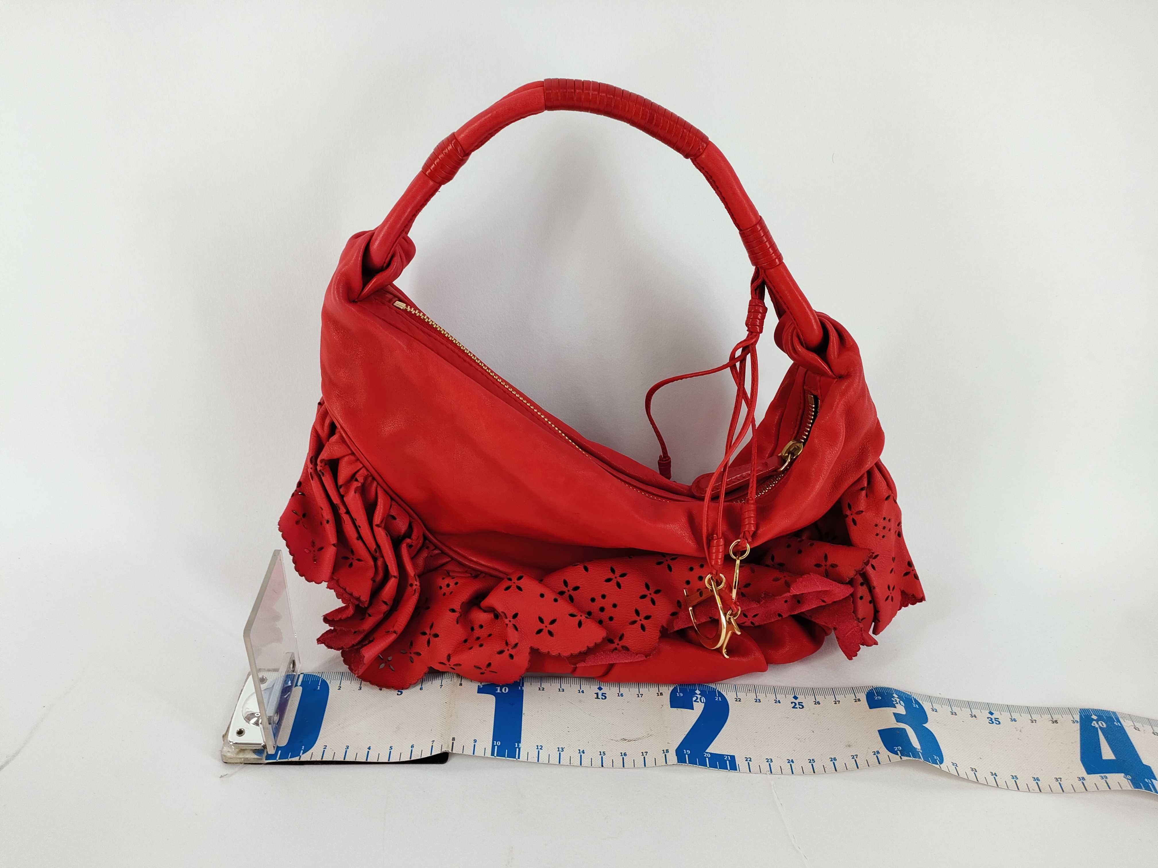 Galliano Era Gypsy Lambskin Frill Logo Charm Perforated Hobo One-Shoulder Bag with Guarantee Card and Dust Bag — view 2