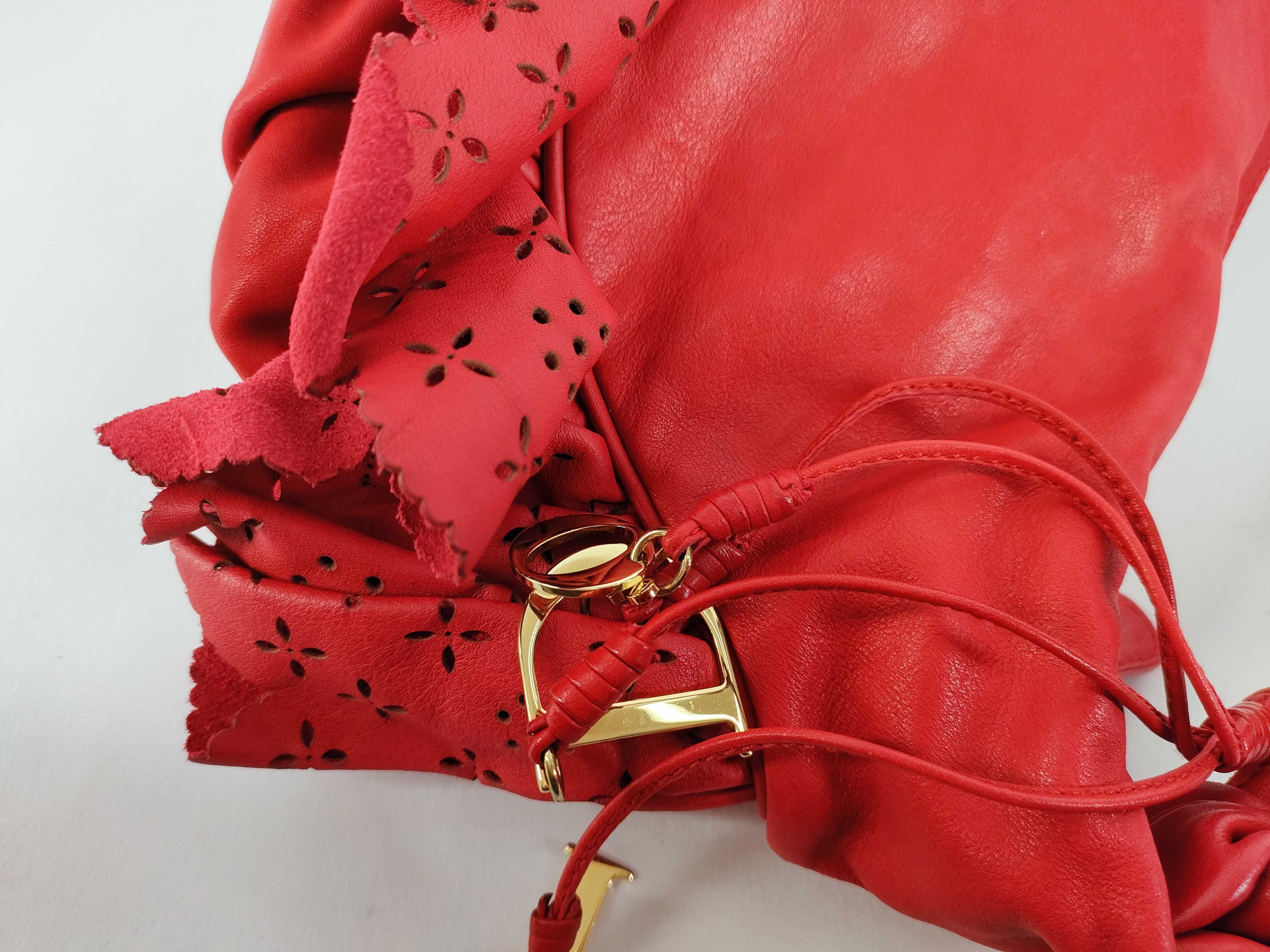 Galliano Era Gypsy Lambskin Frill Logo Charm Perforated Hobo One-Shoulder Bag with Guarantee Card and Dust Bag — view 13