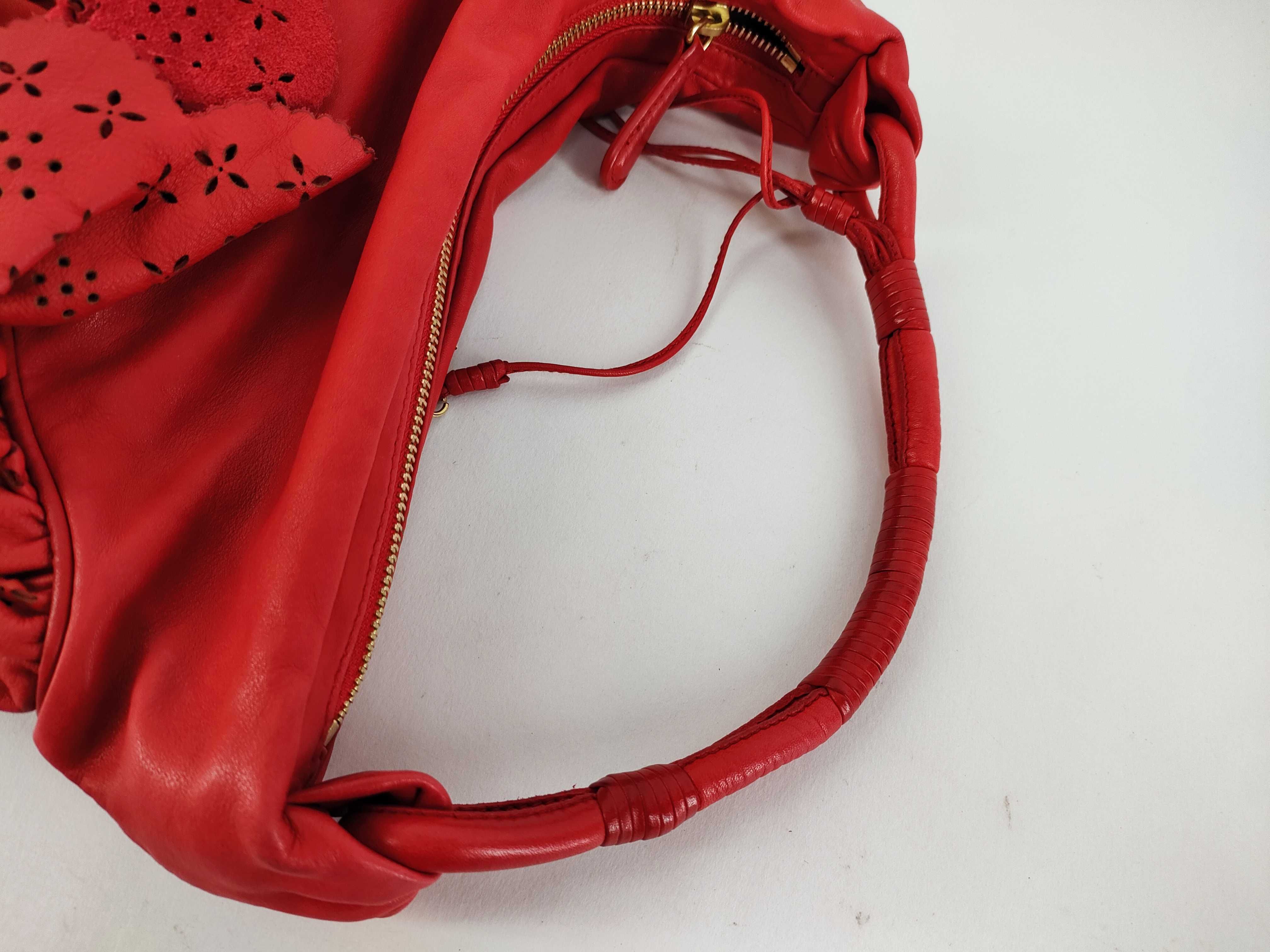 Galliano Era Gypsy Lambskin Frill Logo Charm Perforated Hobo One-Shoulder Bag with Guarantee Card and Dust Bag — view 3