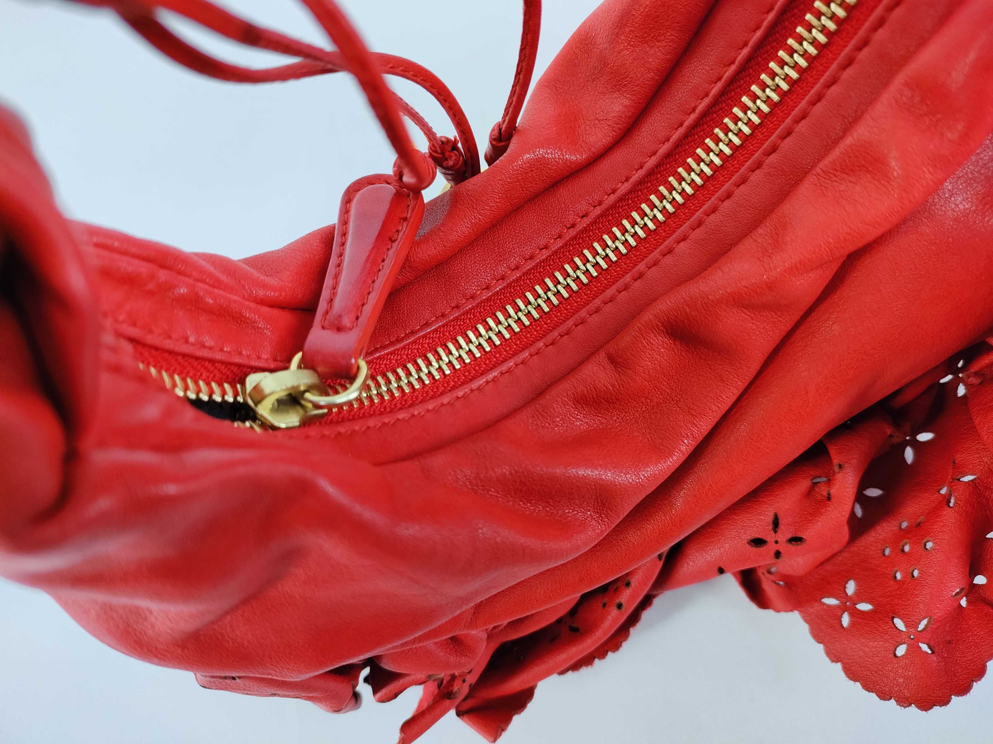 Galliano Era Gypsy Lambskin Frill Logo Charm Perforated Hobo One-Shoulder Bag with Guarantee Card and Dust Bag — view 8