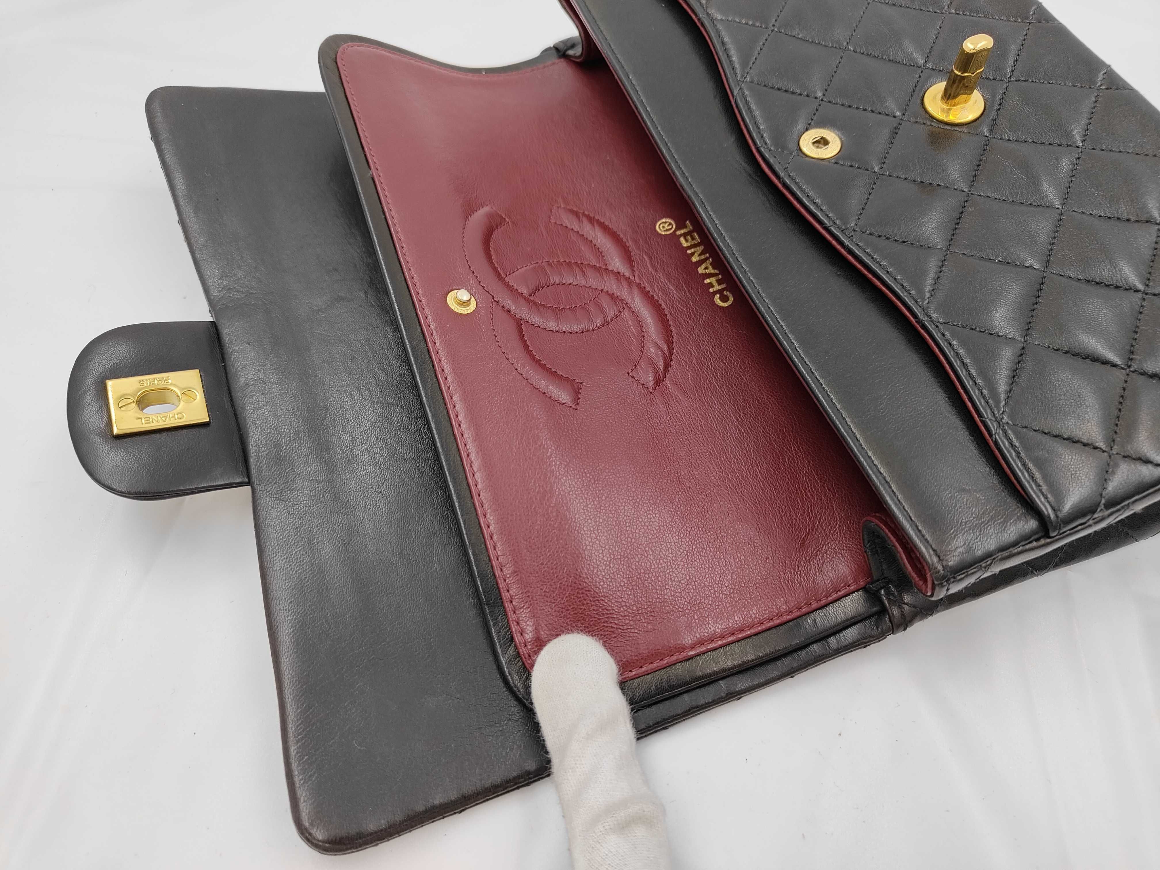 Matelassé Double Flap Black Shoulder Bag — view 8
