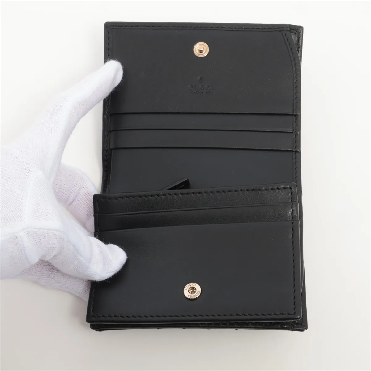 GG Marmont 466492 Leather Compact Wallet, Black — view 3