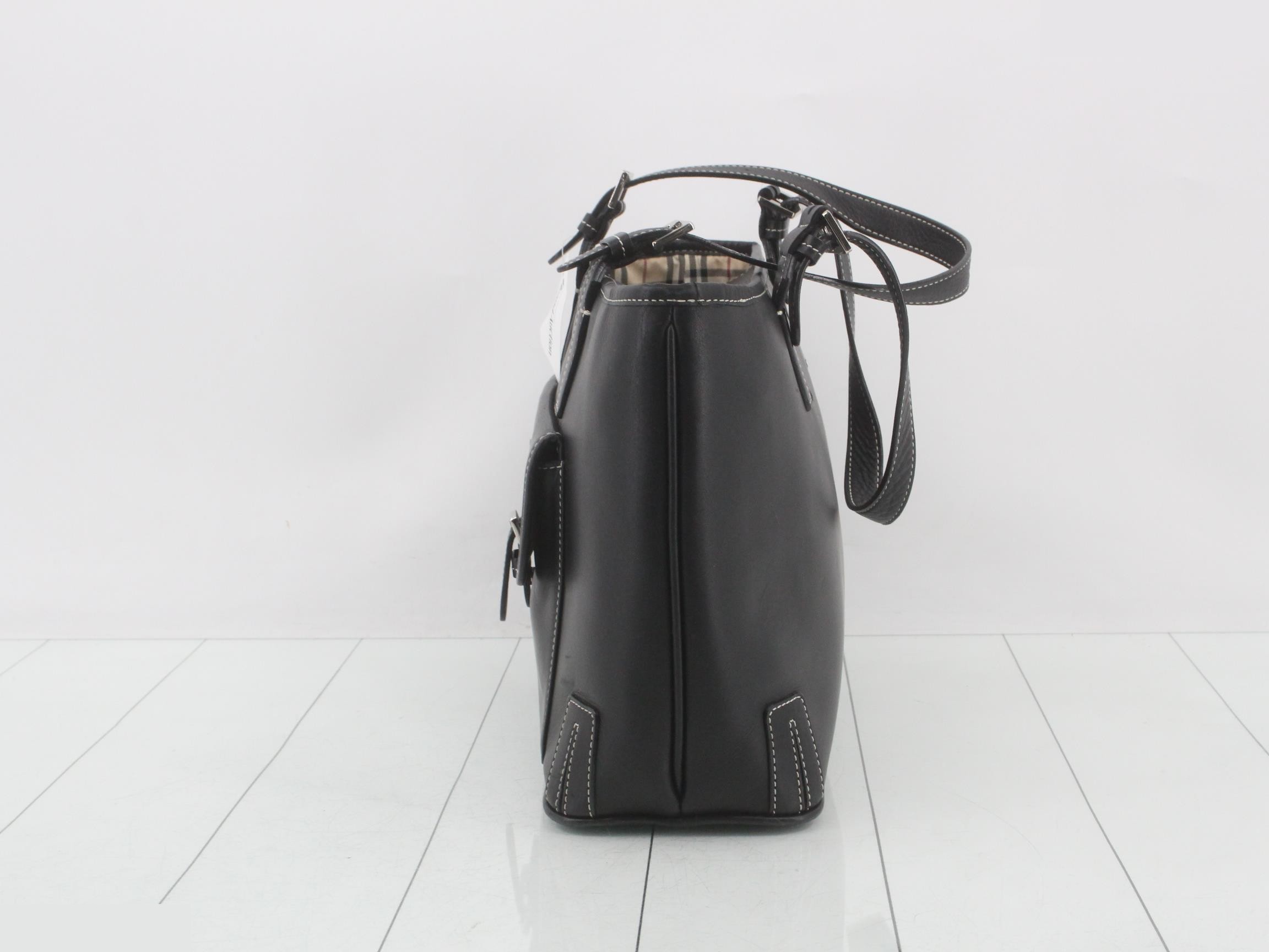 Front flap Nova check tote bag/handbag, leather, black — view 3