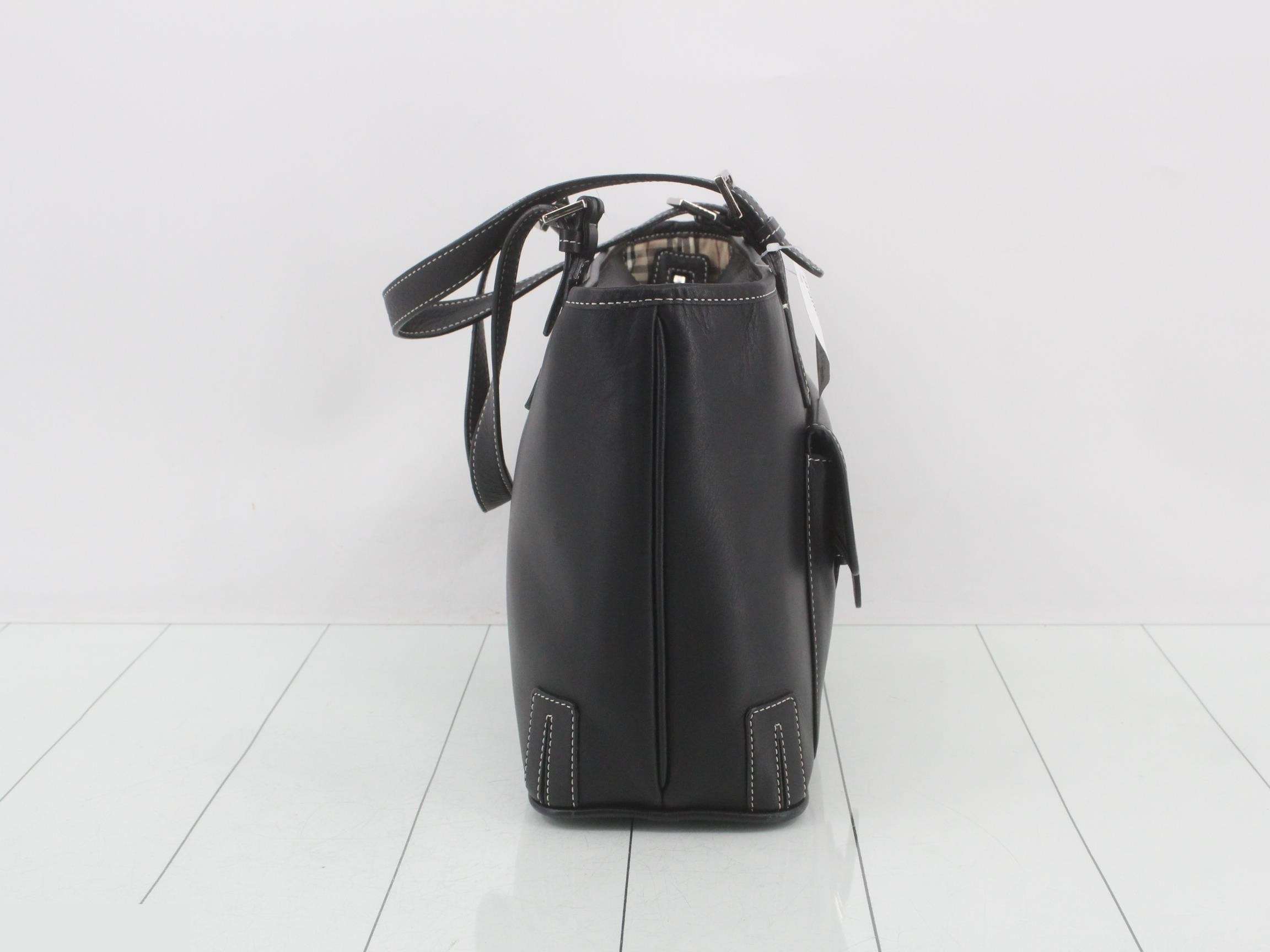 Front flap Nova check tote bag/handbag, leather, black — view 4
