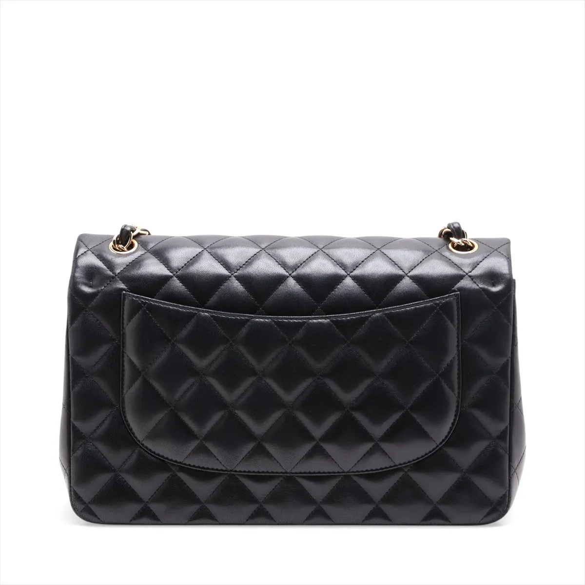 Large Matelassé 30 Lambskin Double Flap Double Chain Bag, Black with Gold Hardware, 19038749, Serial Number 19-series, A58600 — view 2