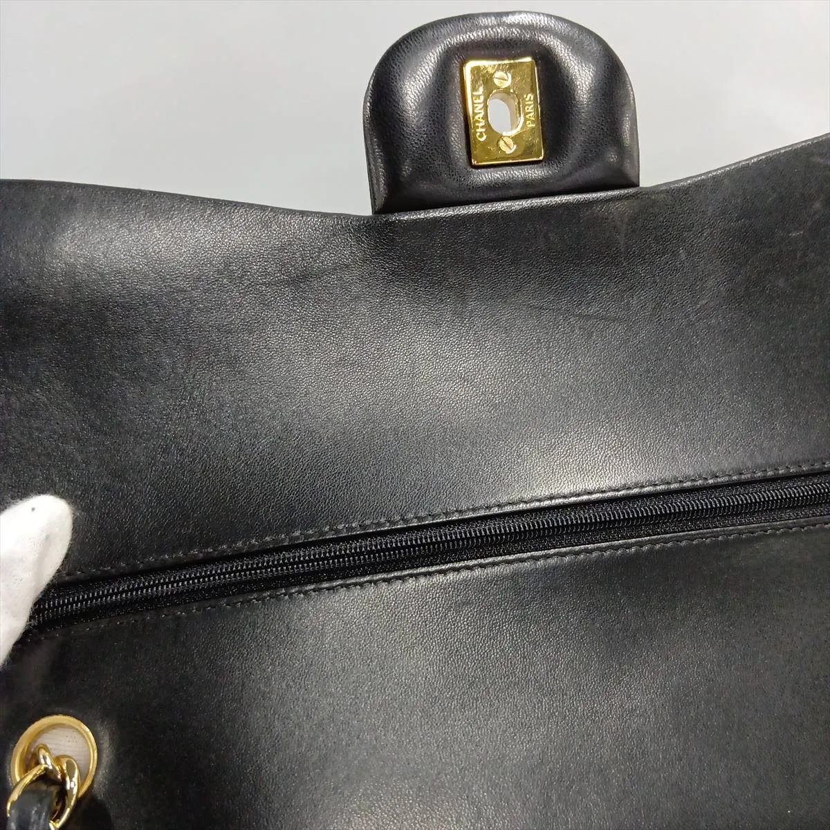 Large Matelassé 30 Lambskin Double Flap Double Chain Bag, Black with Gold Hardware, 19038749, Serial Number 19-series, A58600 — view 14