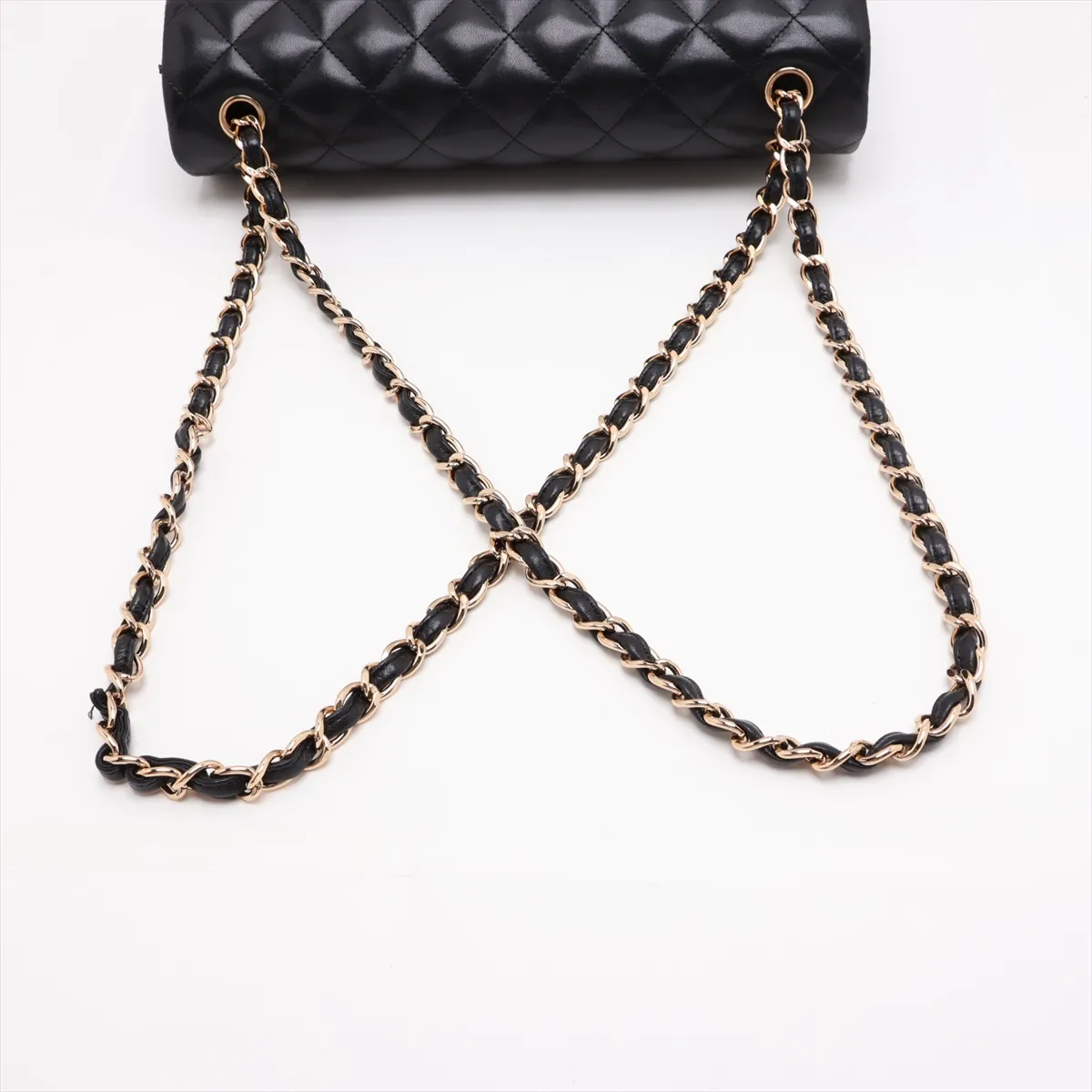 Large Matelassé 30 Lambskin Double Flap Double Chain Bag, Black with Gold Hardware, 19038749, Serial Number 19-series, A58600 — view 5