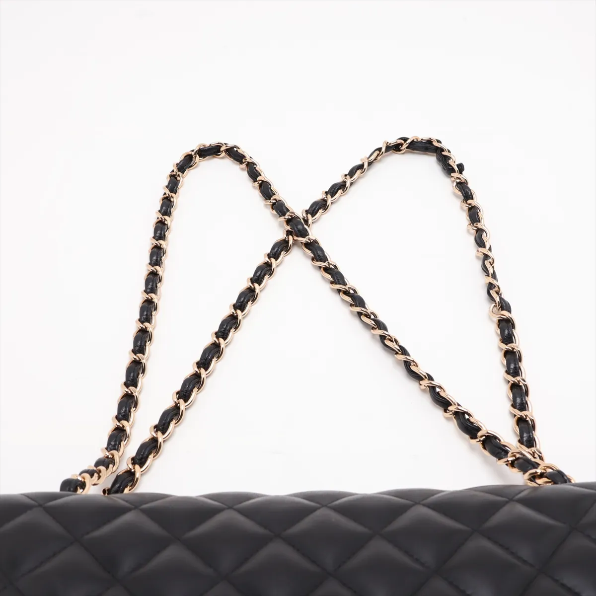 Large Matelassé 30 Lambskin Double Flap Double Chain Bag, Black with Gold Hardware, 19038749, Serial Number 19-series, A58600 — view 6