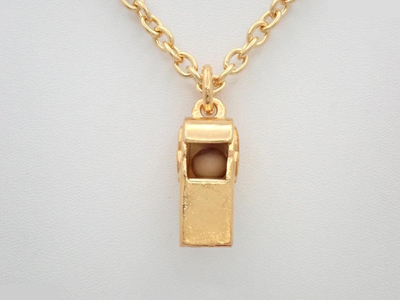 Vintage Whistle Necklace, with hallmark, chain approximately 63cm long.