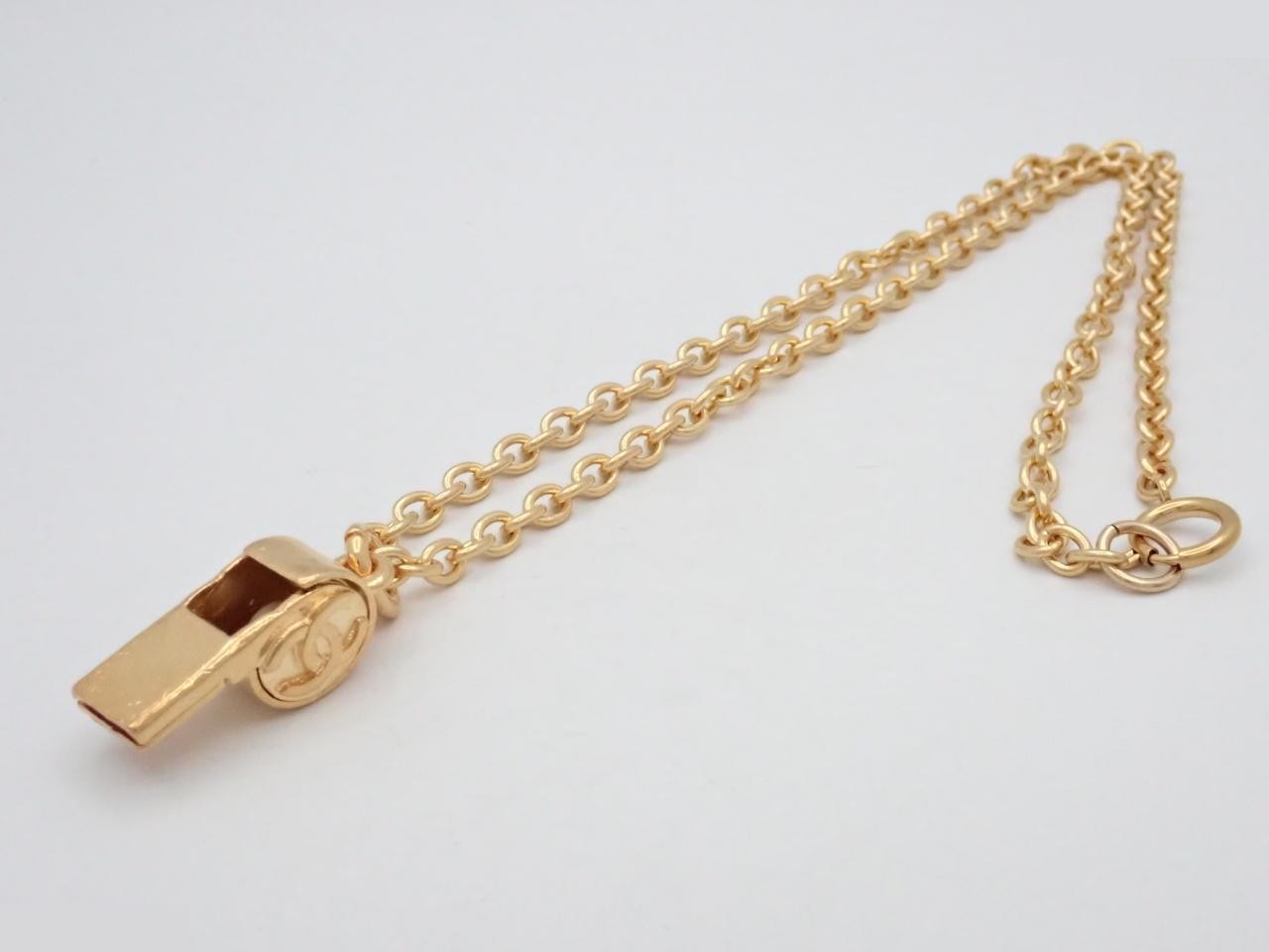 Vintage Whistle Necklace, with hallmark, chain approximately 63cm long. — view 3