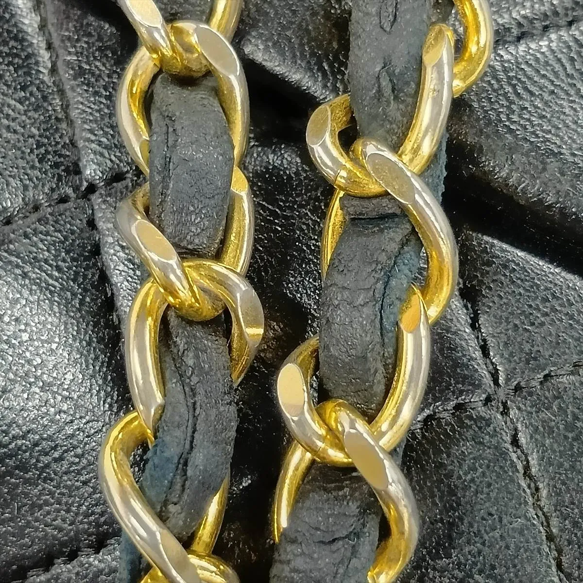 Matelassé Lambskin Double Flap Double Chain Bag, Black with Gold Hardware, Item No. 1636669 (Serial Number 1) — view 15