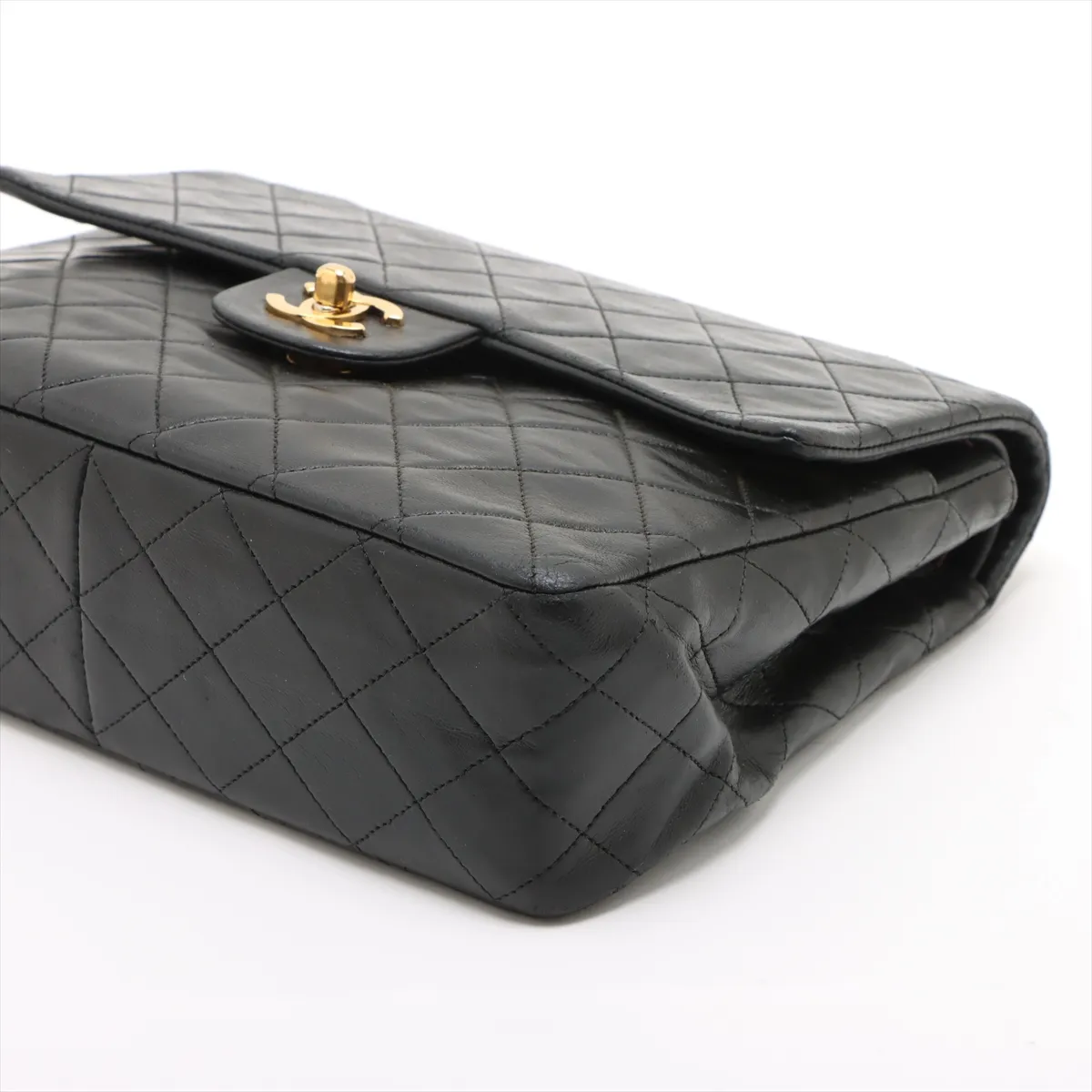 Matelassé Lambskin Double Flap Double Chain Bag, Black with Gold Hardware, Item No. 1636669 (Serial Number 1) — view 3