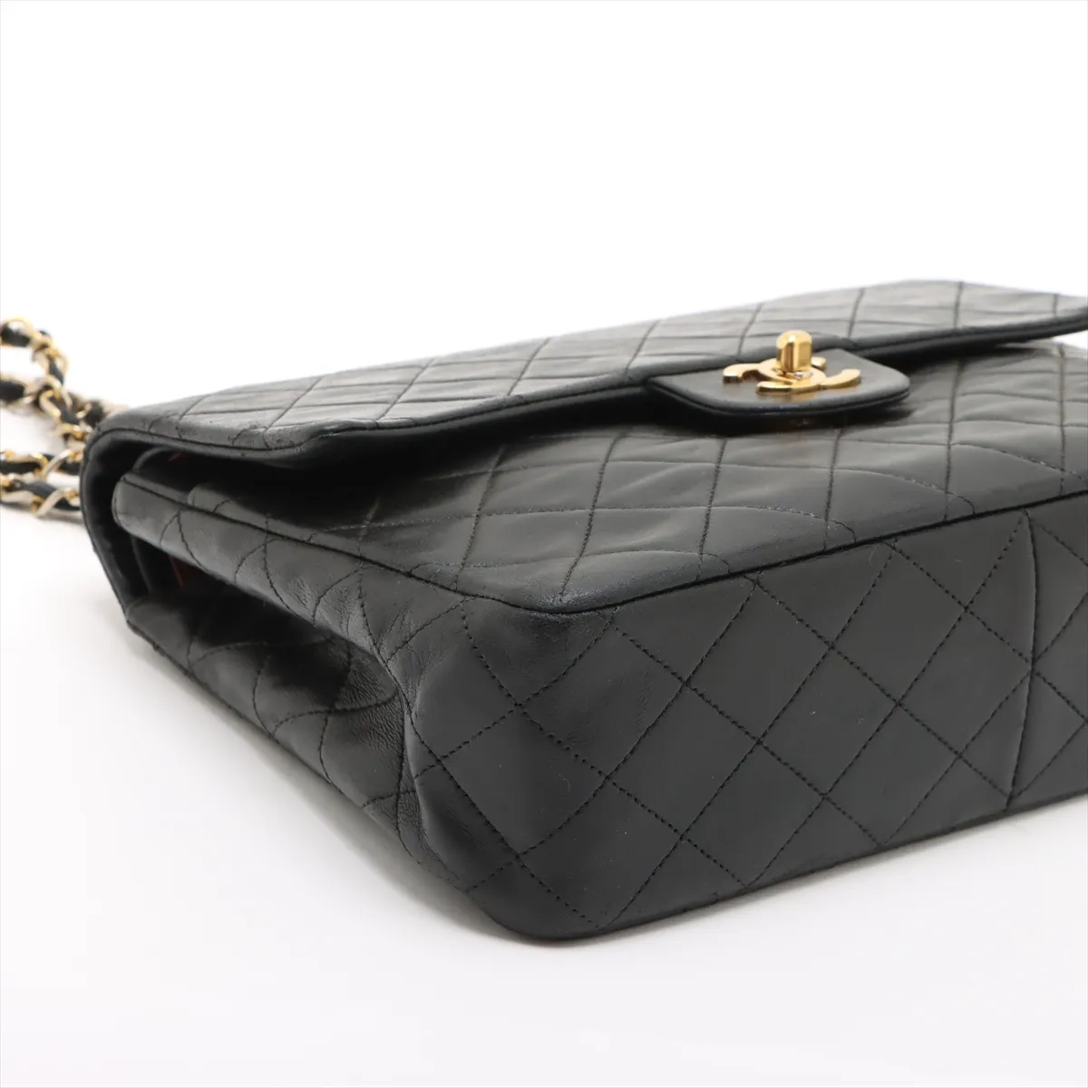 Matelassé Lambskin Double Flap Double Chain Bag, Black with Gold Hardware, Item No. 1636669 (Serial Number 1) — view 4