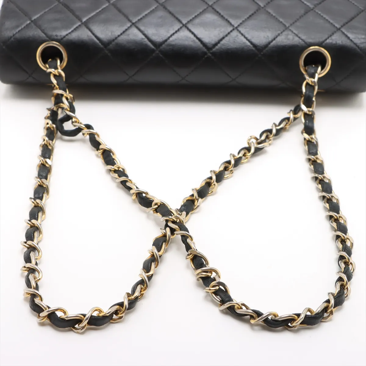 Matelassé Lambskin Double Flap Double Chain Bag, Black with Gold Hardware, Item No. 1636669 (Serial Number 1) — view 5