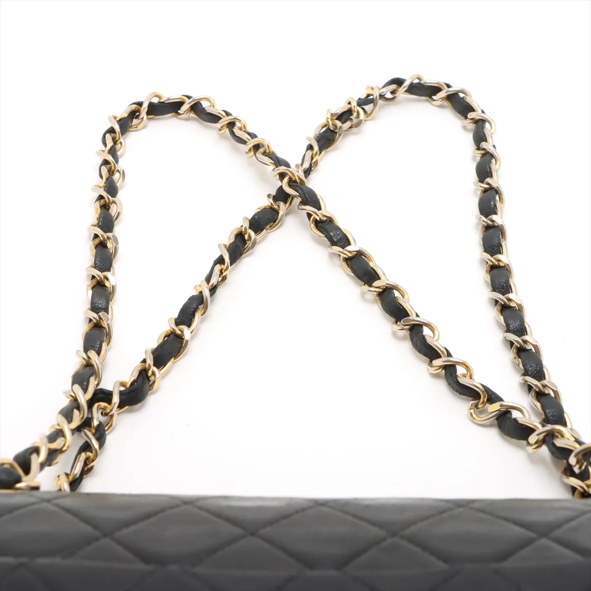 Matelassé Lambskin Double Flap Double Chain Bag, Black with Gold Hardware, Item No. 1636669 (Serial Number 1) — view 6