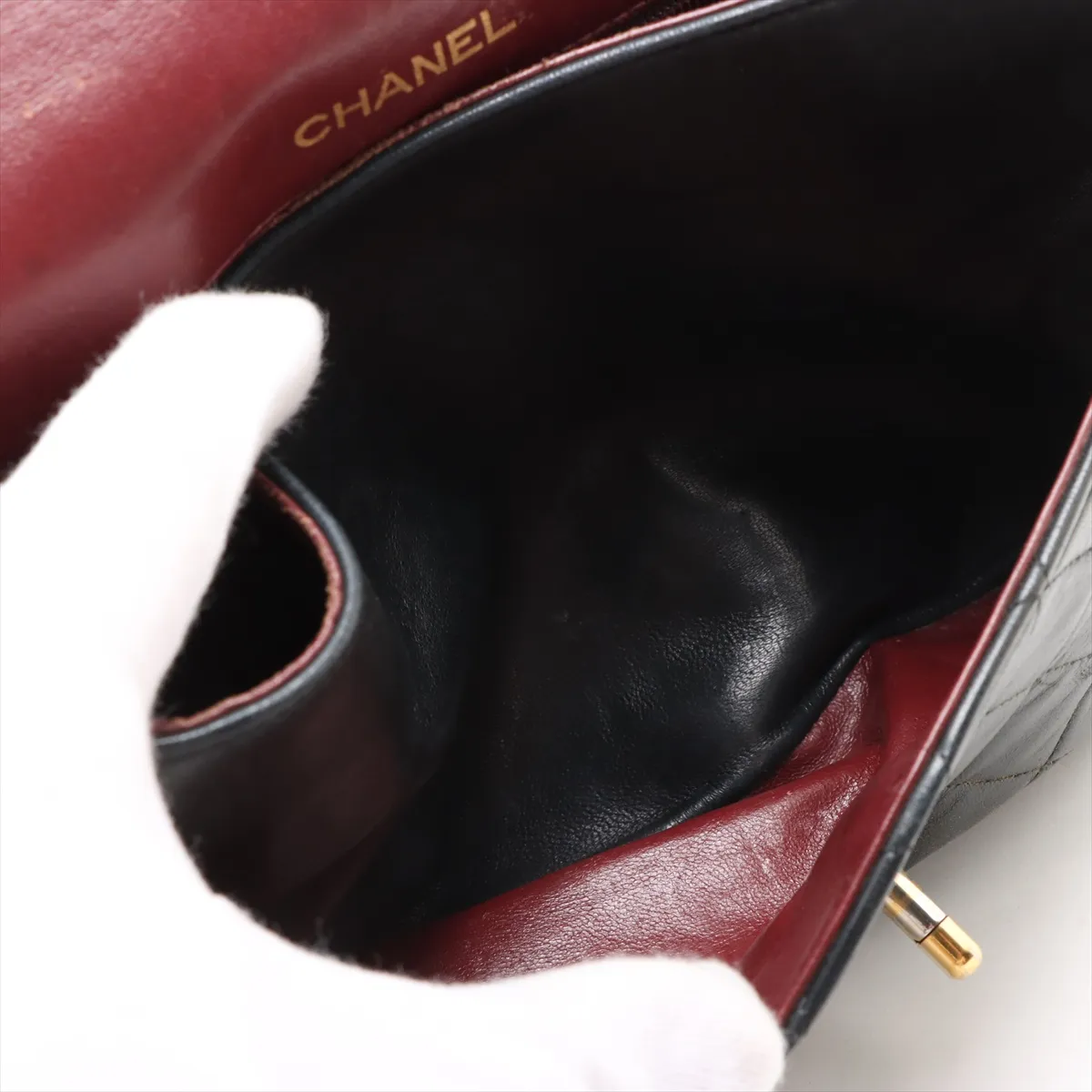 Matelassé Lambskin Double Flap Double Chain Bag, Black with Gold Hardware, Item No. 1636669 (Serial Number 1) — view 7