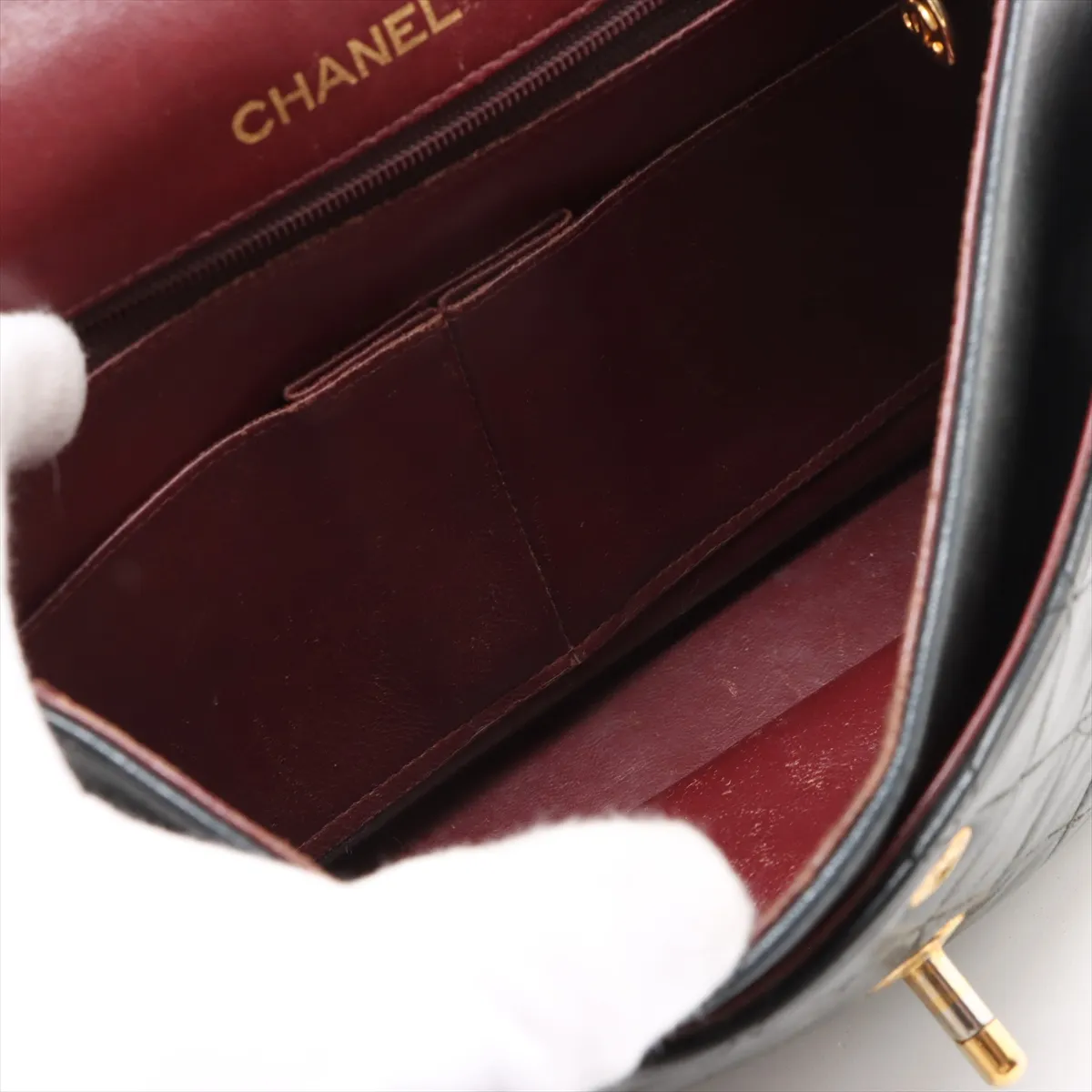 Matelassé Lambskin Double Flap Double Chain Bag, Black with Gold Hardware, Item No. 1636669 (Serial Number 1) — view 8