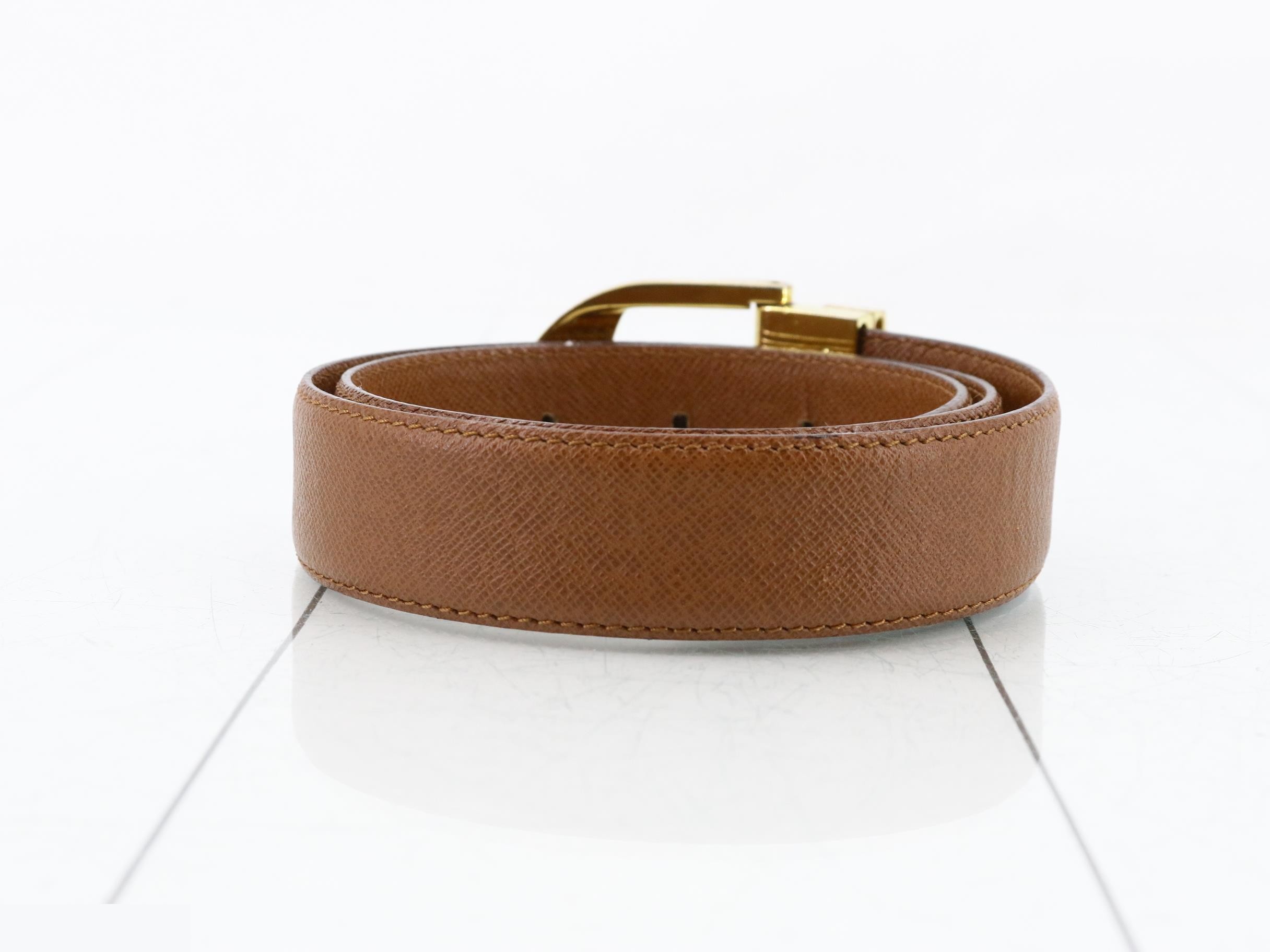 LV Ceinture Classique Taiga Leather Belt with Gold Hardware M6840 — view 2