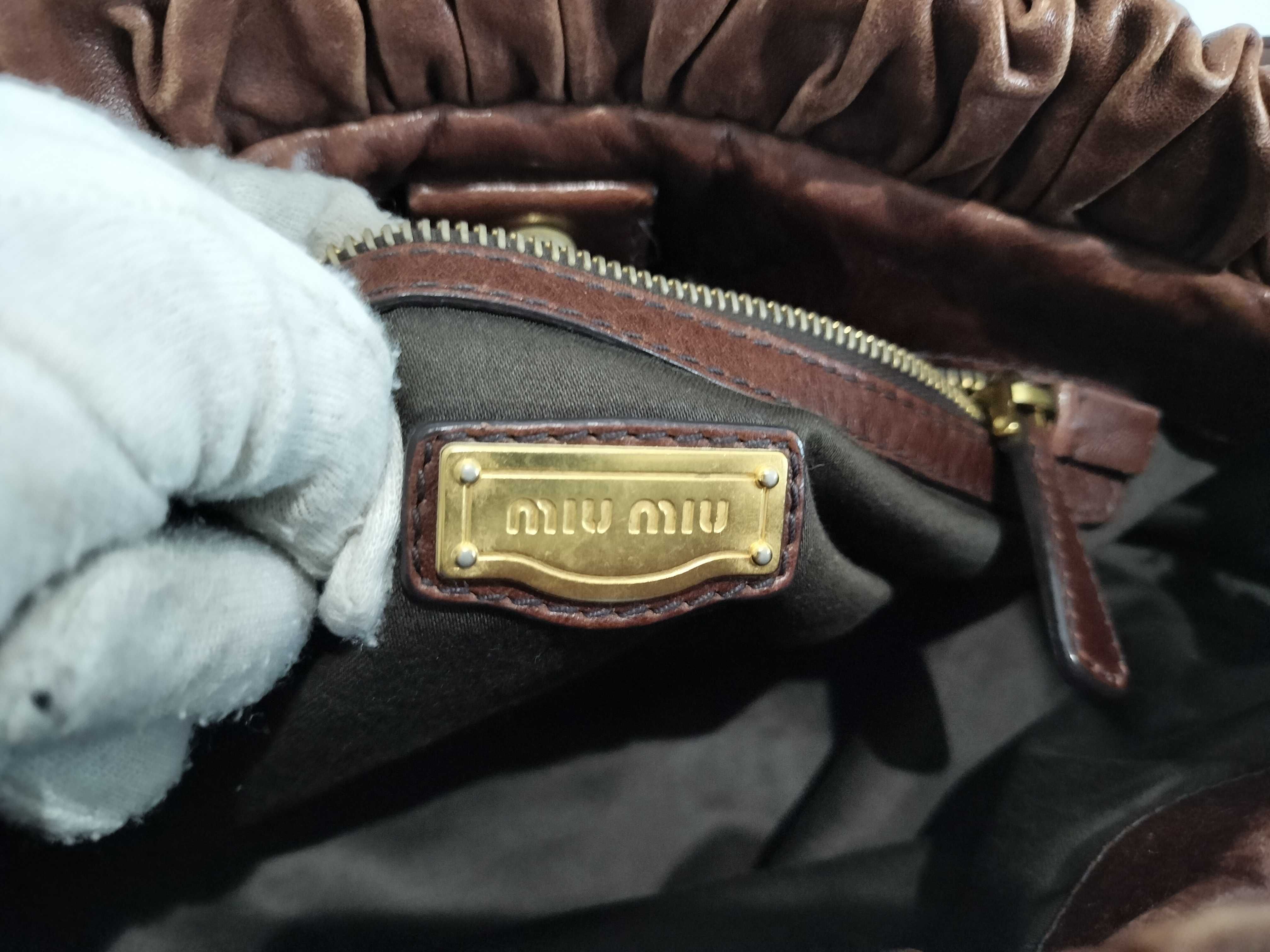 Vitello Luxe 2-Way Leather Shoulder Bag, Brown — view 11