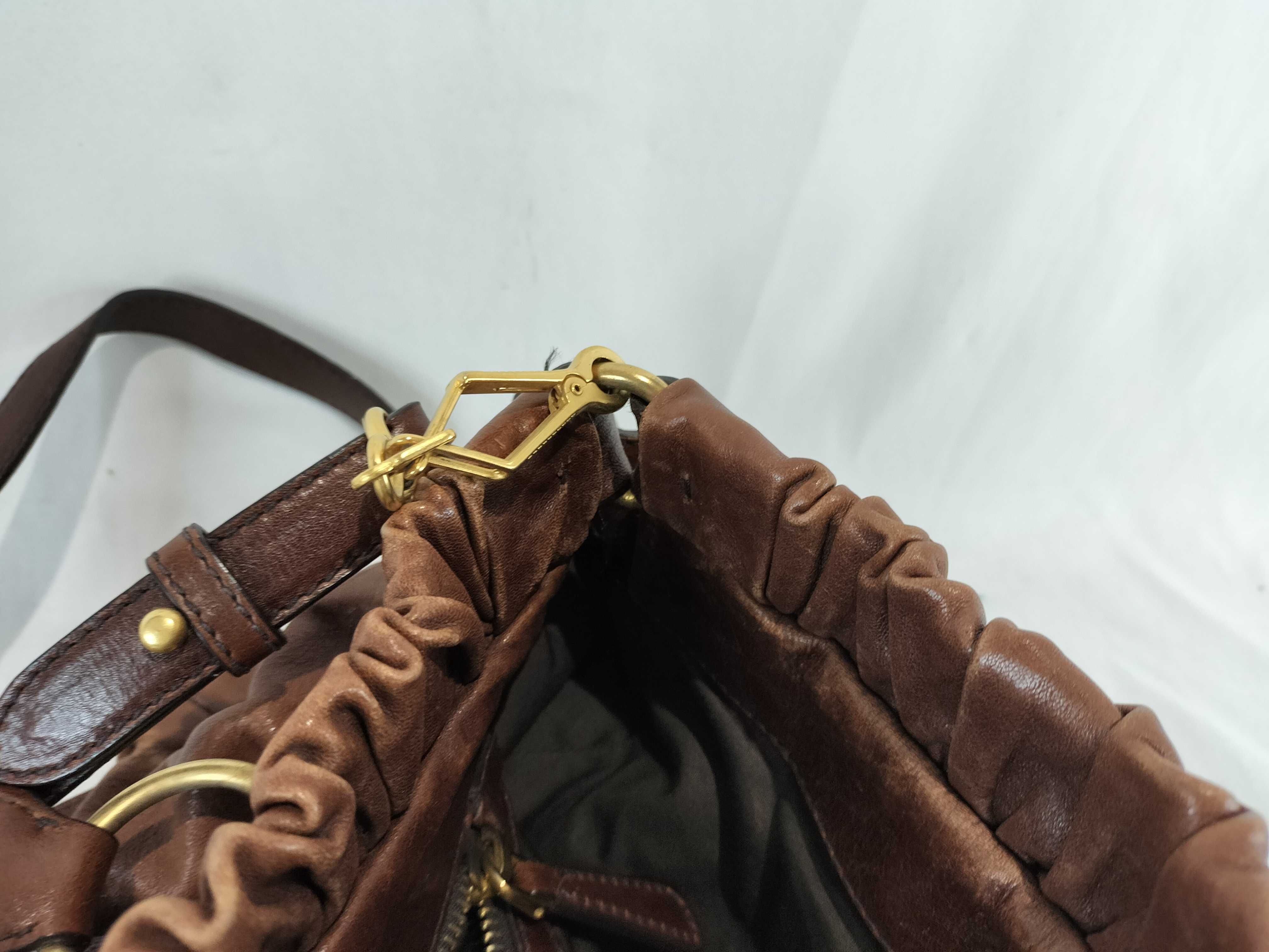 Vitello Luxe 2-Way Leather Shoulder Bag, Brown — view 12