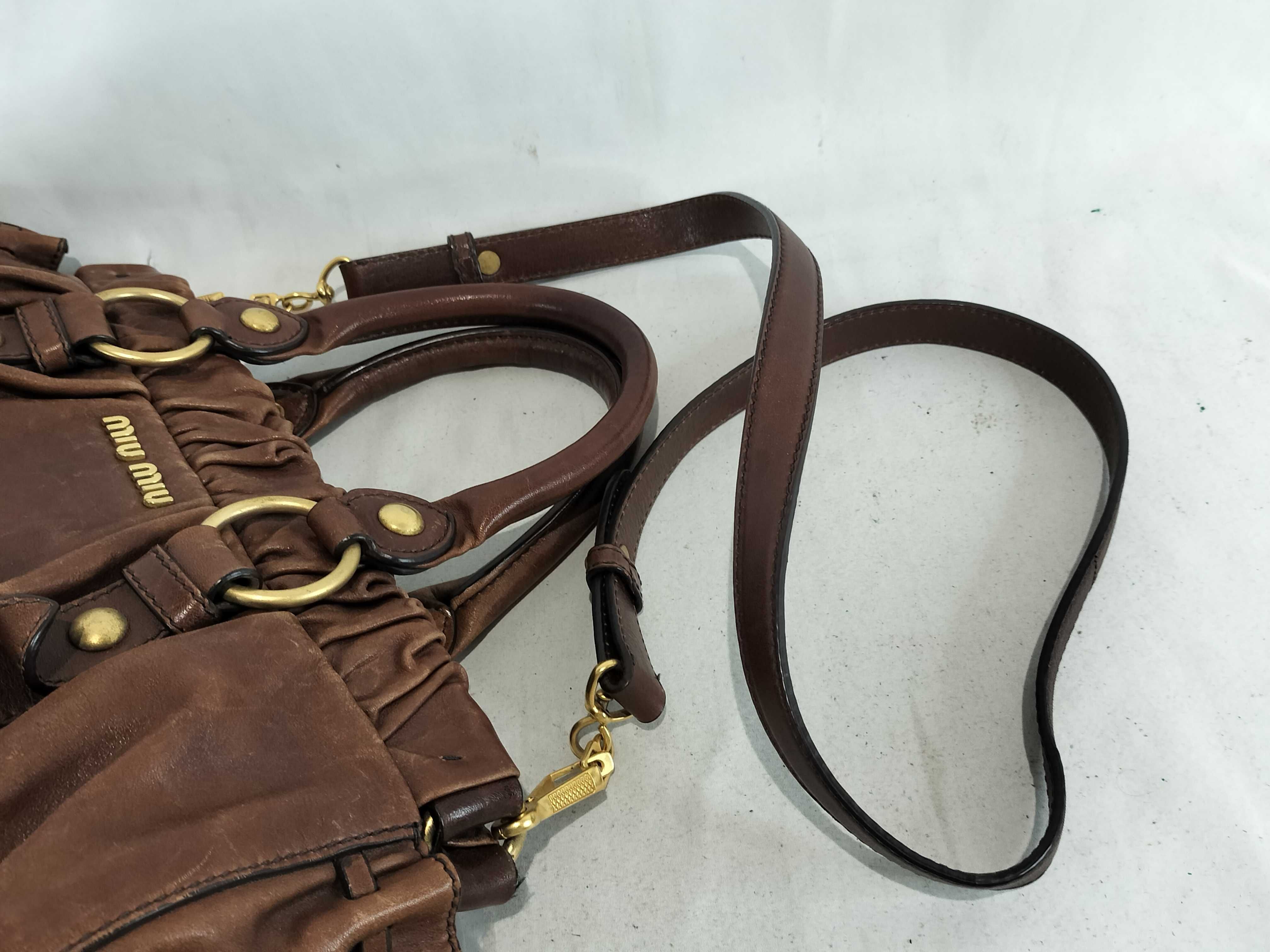 Vitello Luxe 2-Way Leather Shoulder Bag, Brown — view 4
