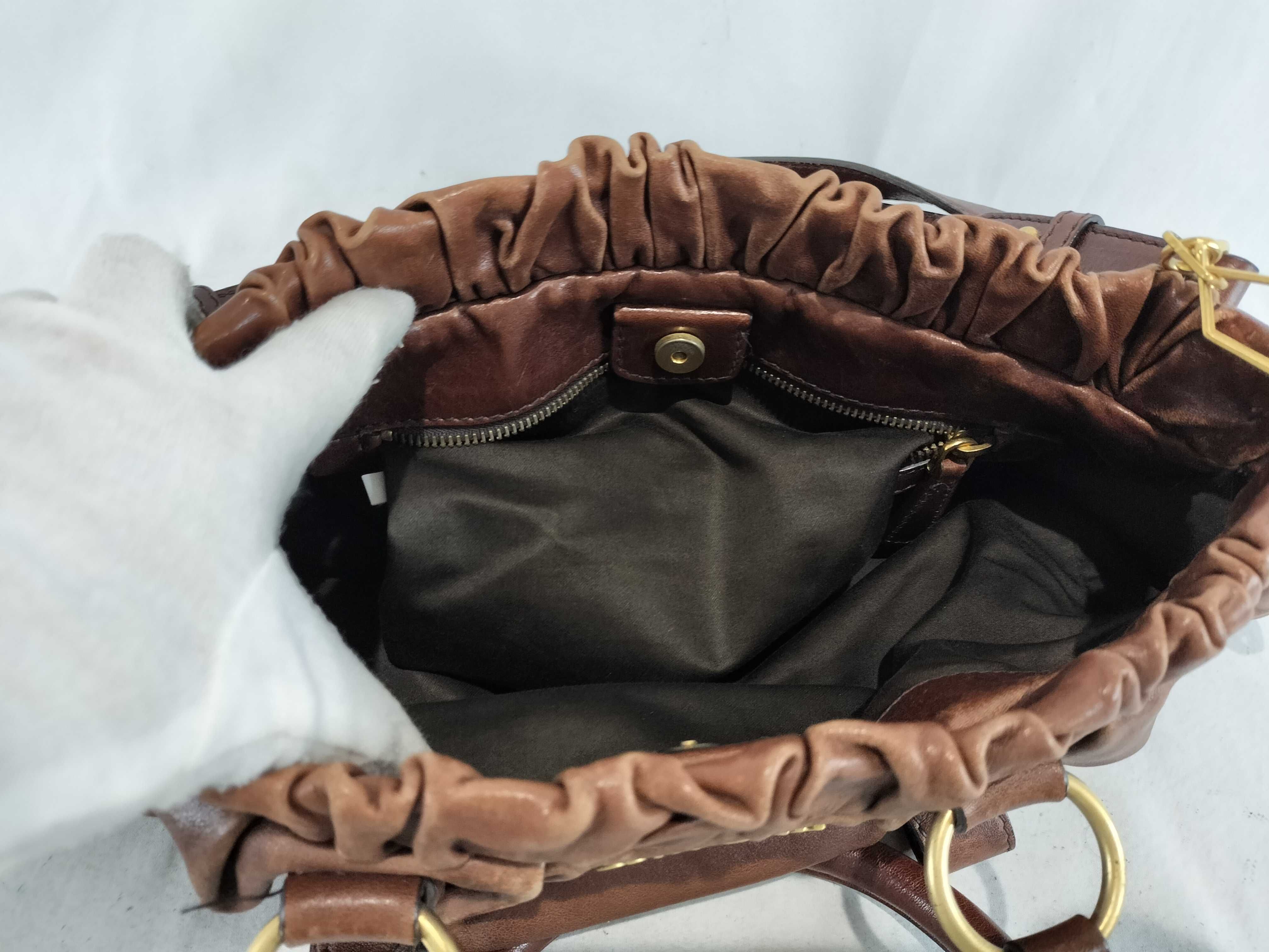 Vitello Luxe 2-Way Leather Shoulder Bag, Brown — view 9