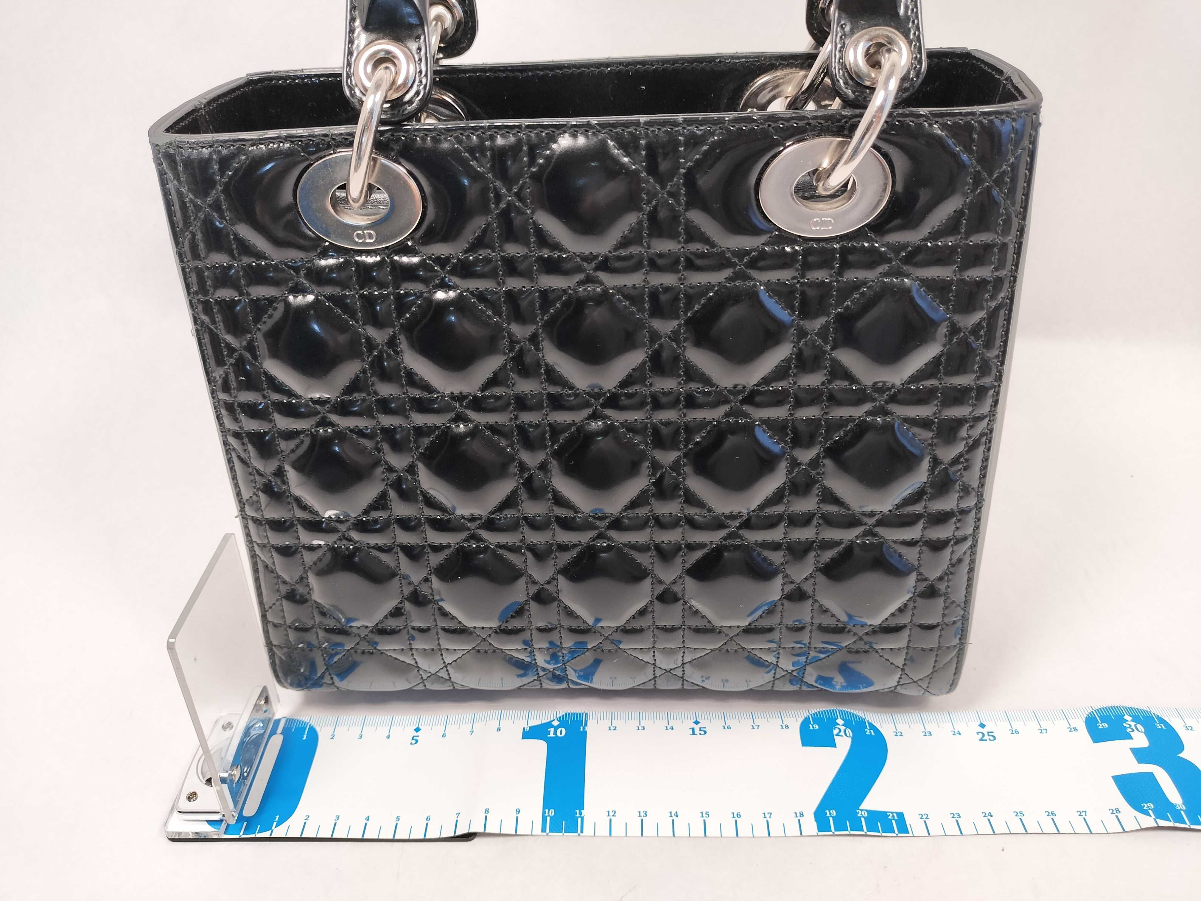 Lady Dior Medium Patent Cannage Black 2-way Handbag — view 2