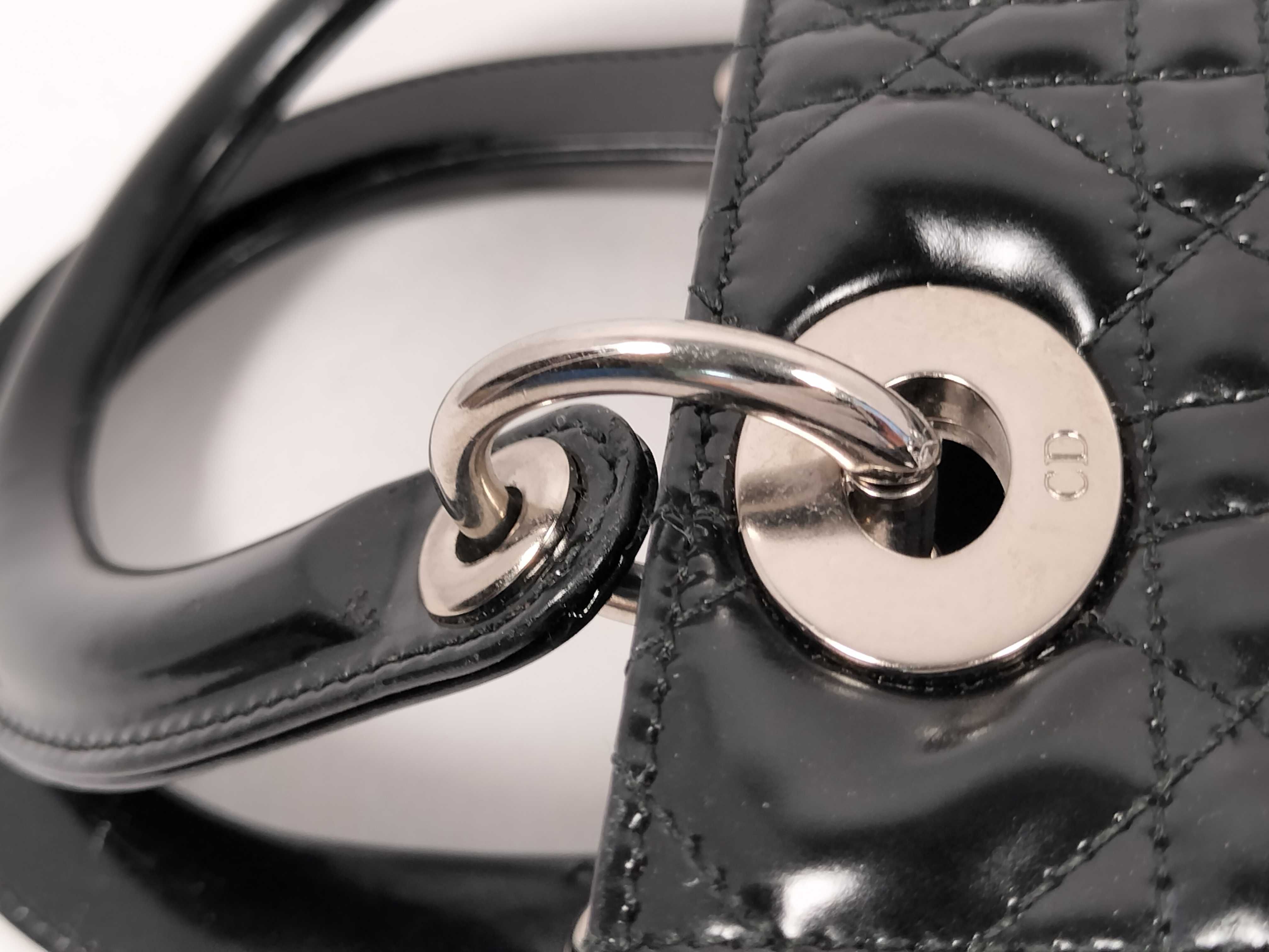 Lady Dior Medium Patent Cannage Black 2-way Handbag — view 5