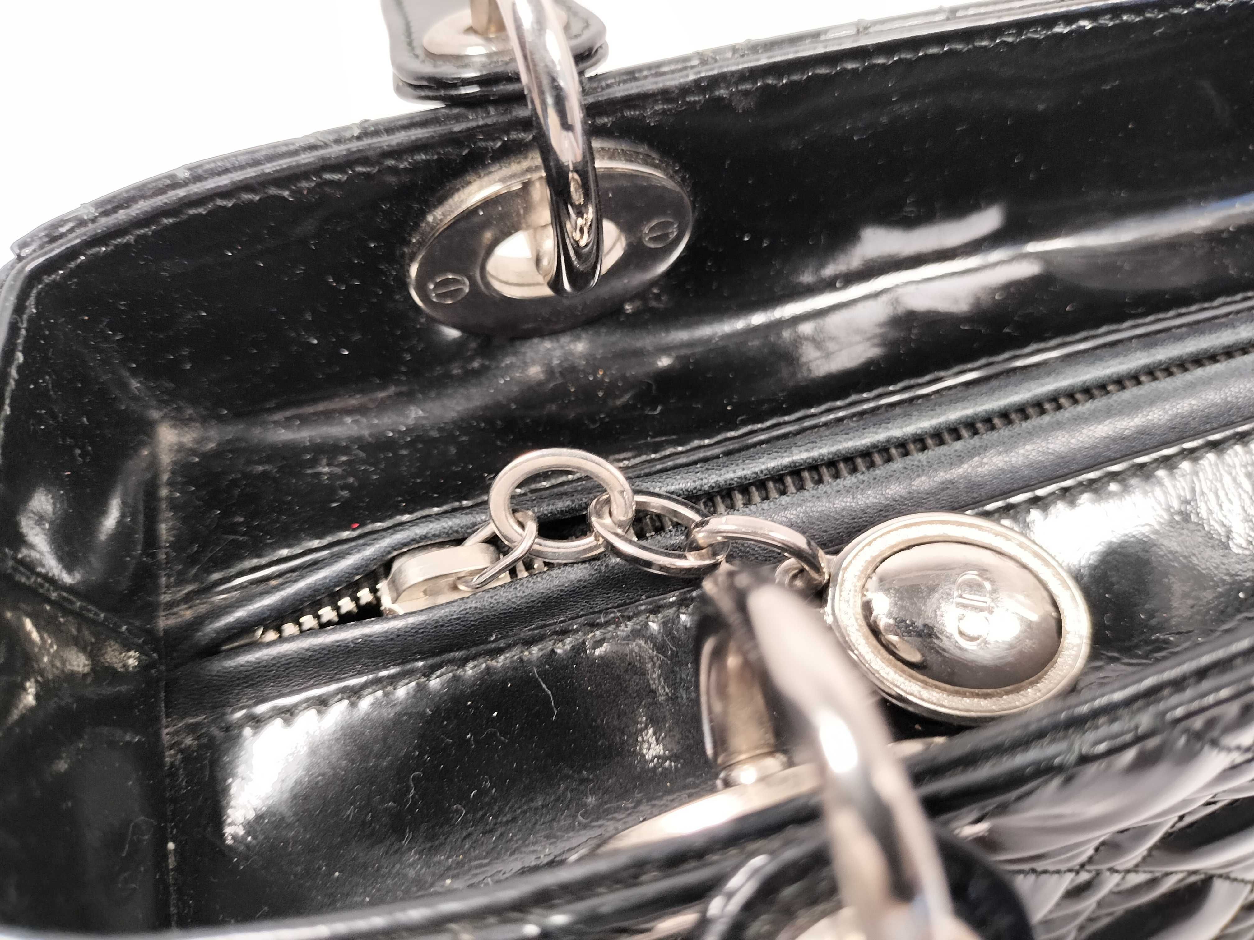 Lady Dior Medium Patent Cannage Black 2-way Handbag — view 8